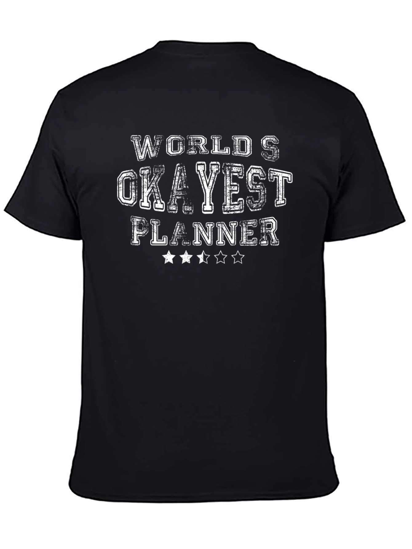 Black World's Okayest Planner Black T-Shirt view 4