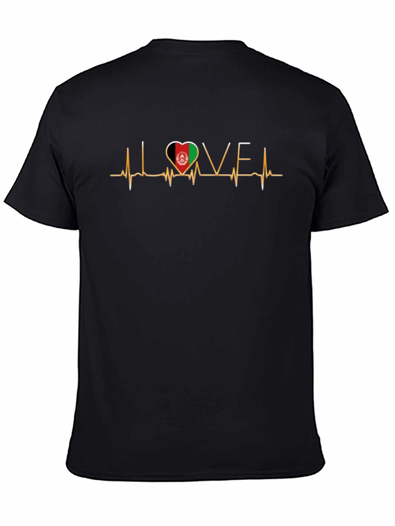 Black Love Afghanistan Heartbeat T-Shirt view 4