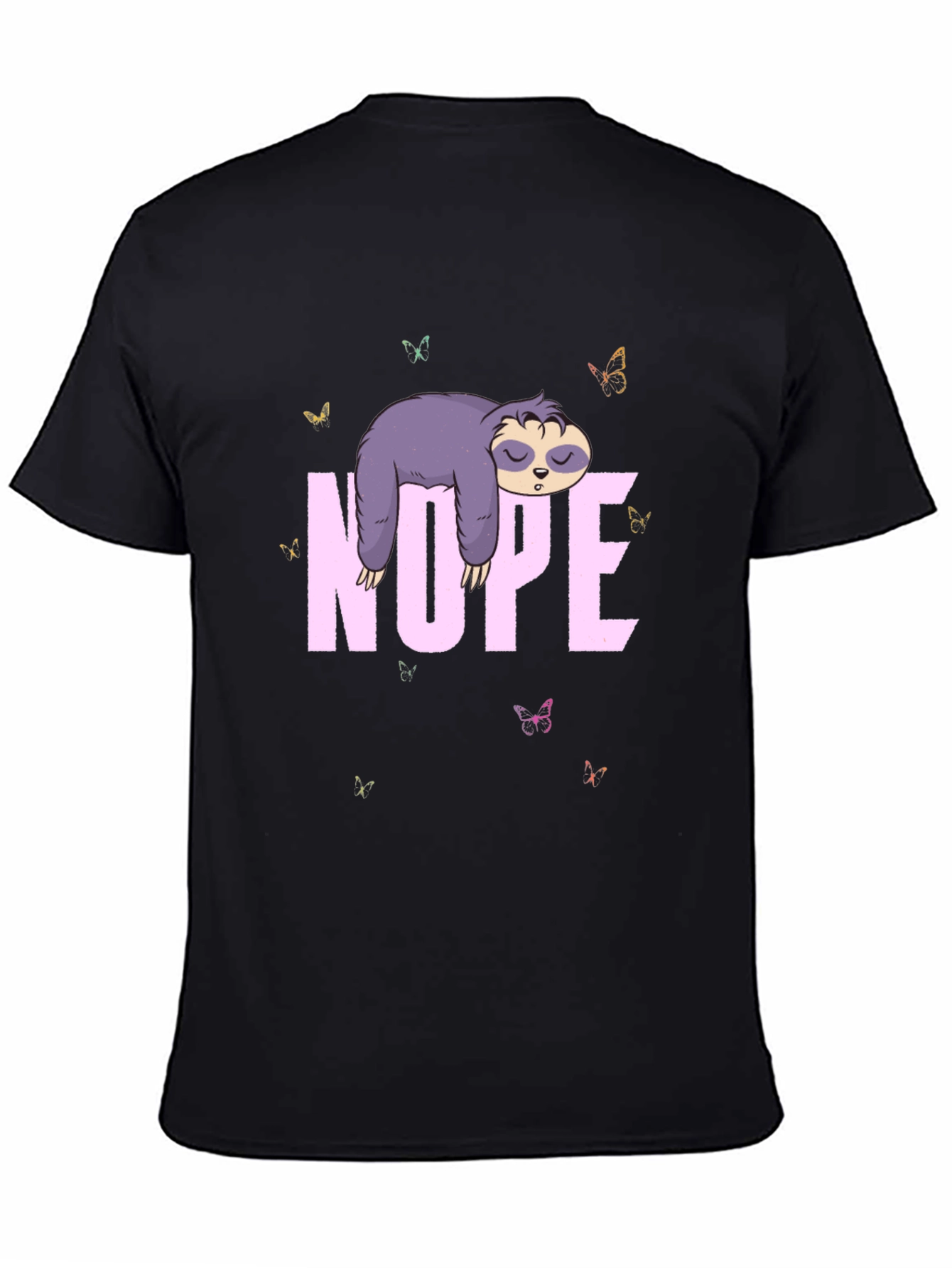 Black Nope Sloth Tee - Cute Lazy Animal T-Shirt view 4