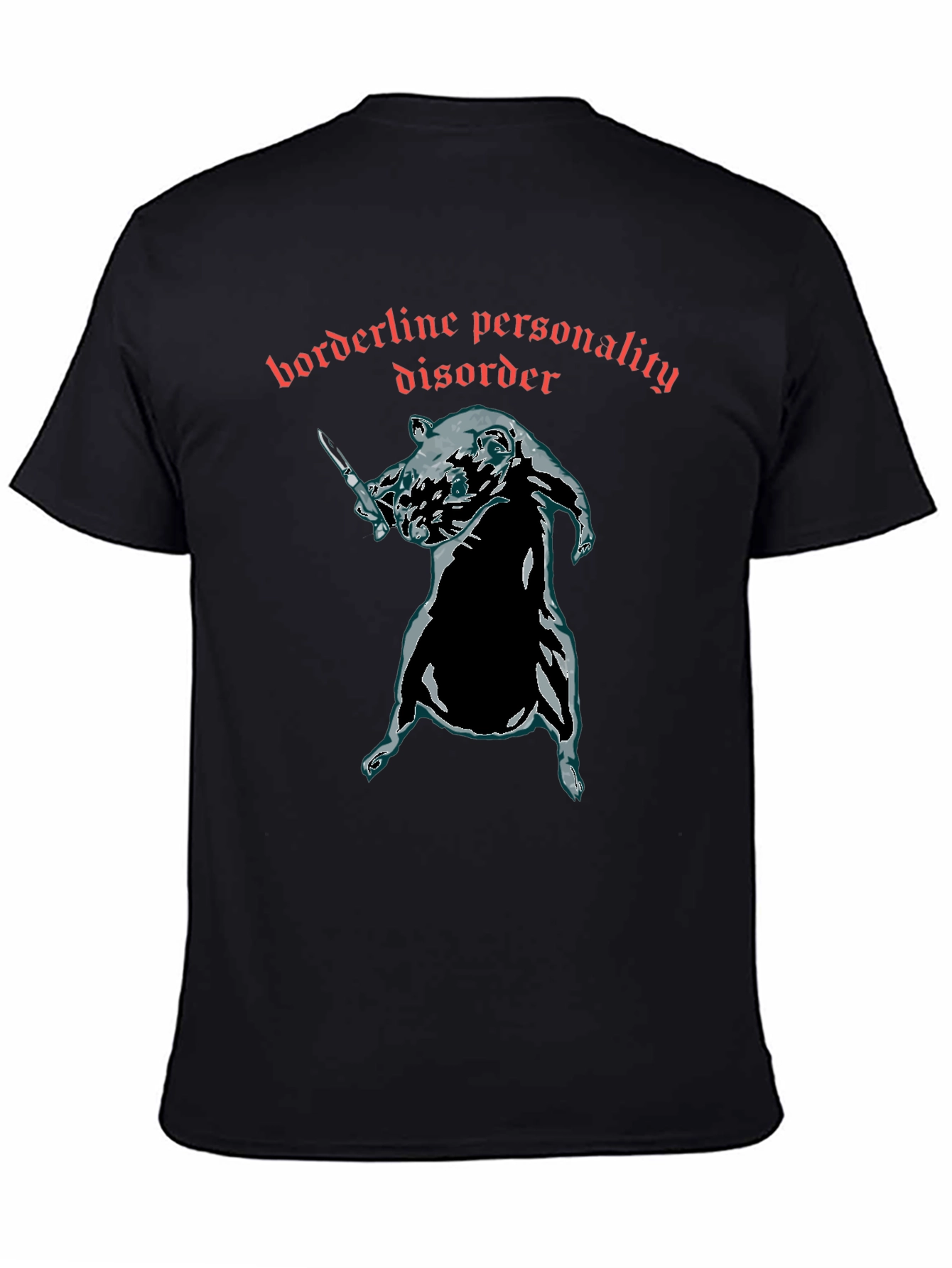 Black Borderline Personality Disorder Rat T-Shirt view 4