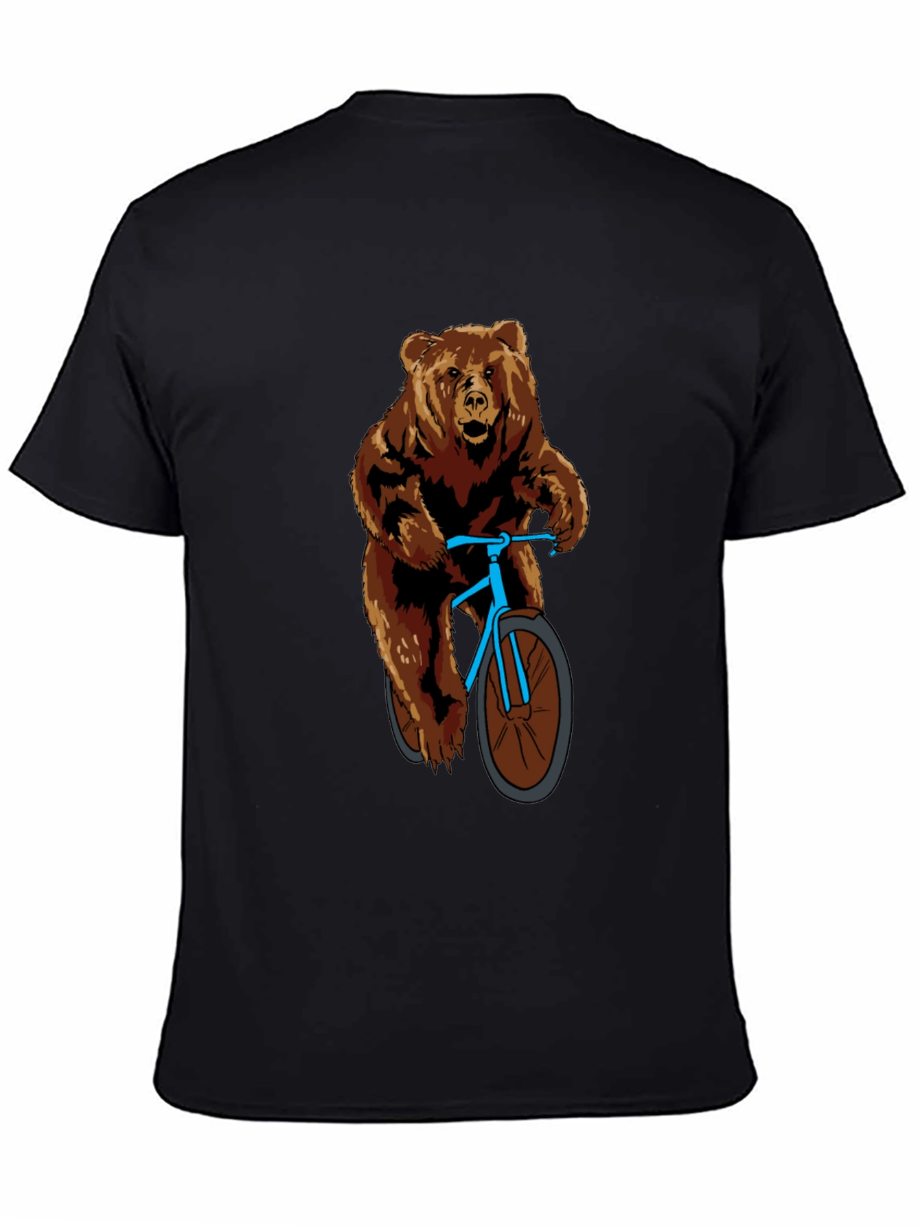 Black Bear on Bike Graphic T-Shirt - Cool Animal Tee view 4