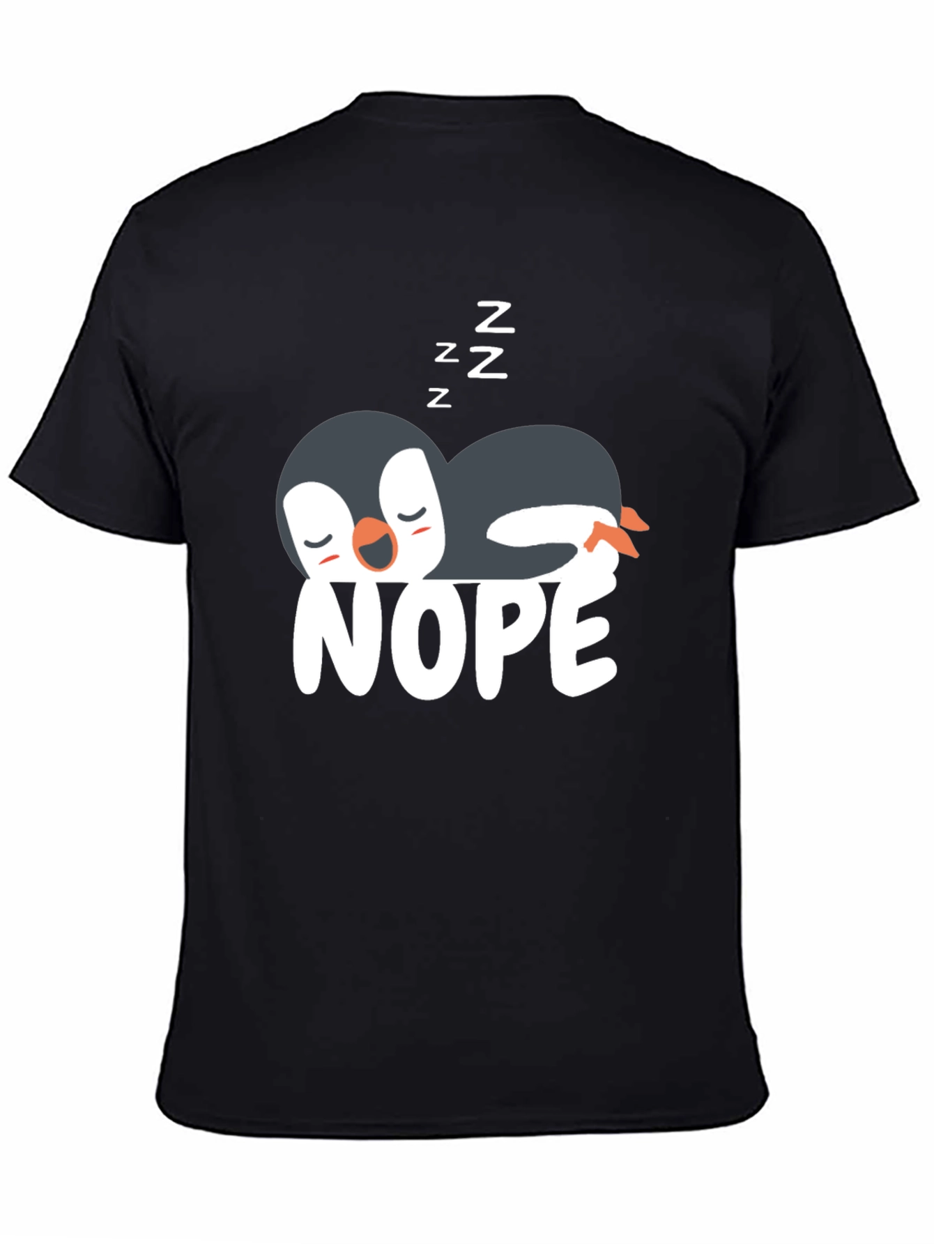 Black Nope Penguin T-Shirt - Funny & Relaxed Style view 4