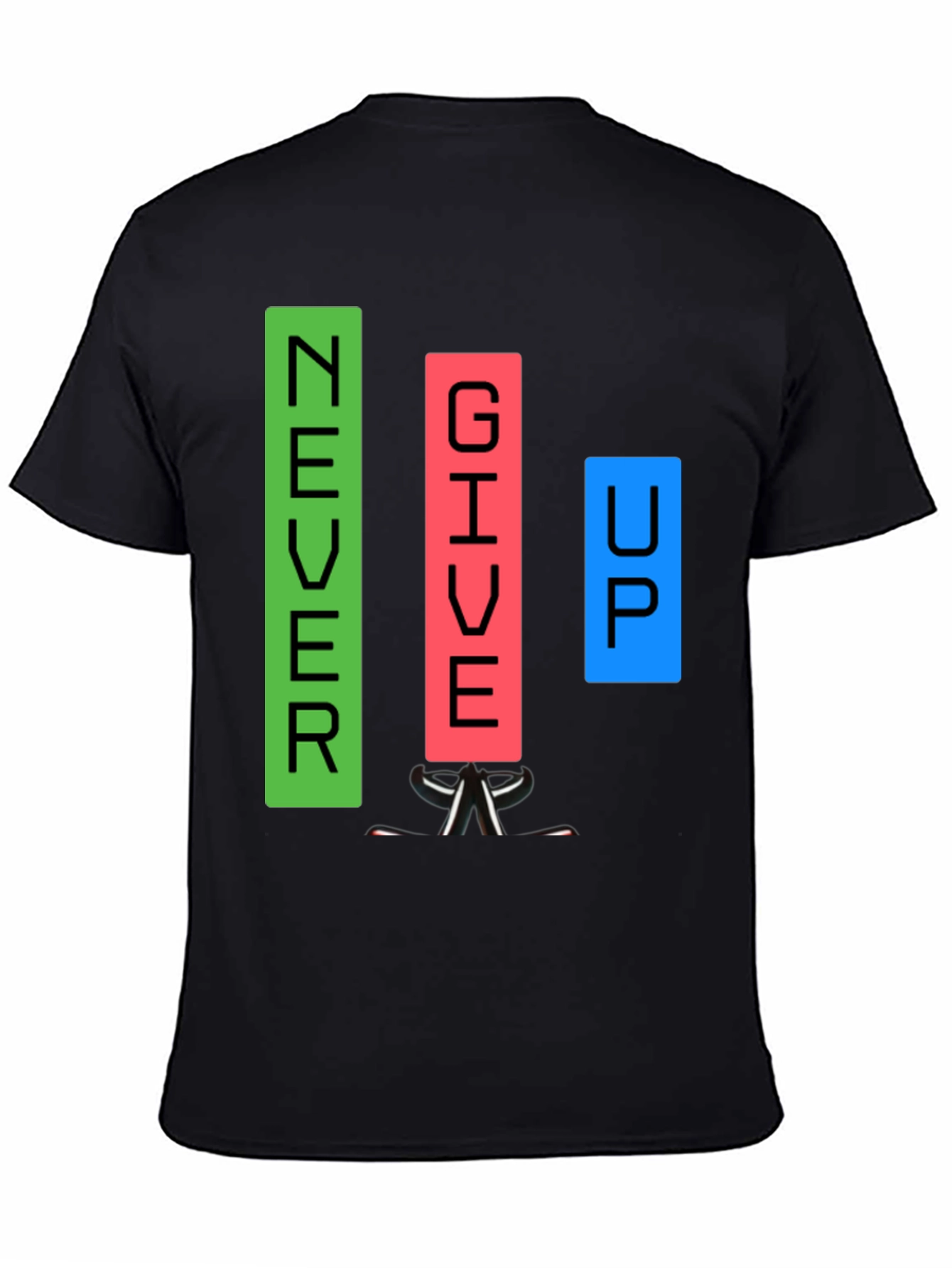 Black Never Give Up Graphic T-Shirt view 4