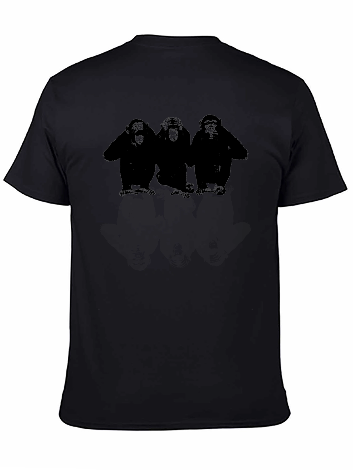 Black Hear No See No Speak No Evil Monkeys Graphic Tee view 4