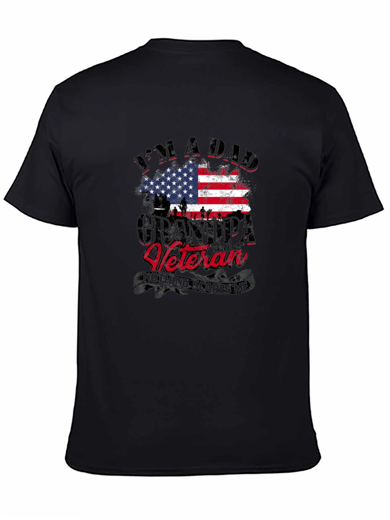 Black Dad Grandpa Veteran Graphic Tee view 4