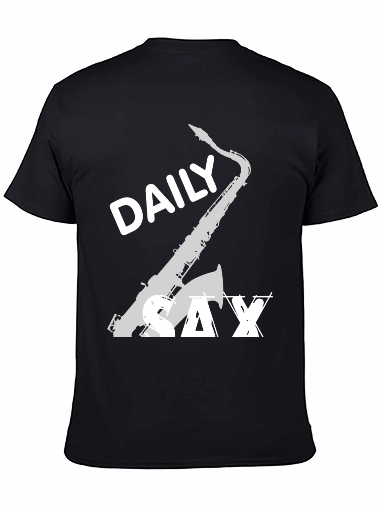 Black Daily Sax Black T-Shirt - Music Lover Tee view 4