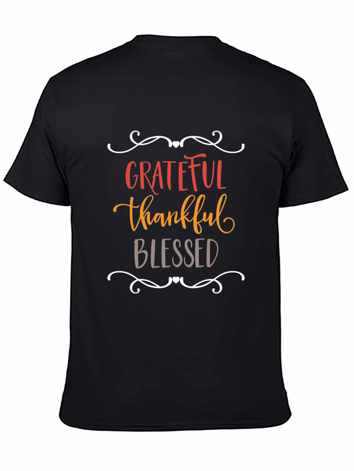 Black Grateful Thankful Blessed Graphic Tee - Soft Cotton Blend T-Shirt view 4