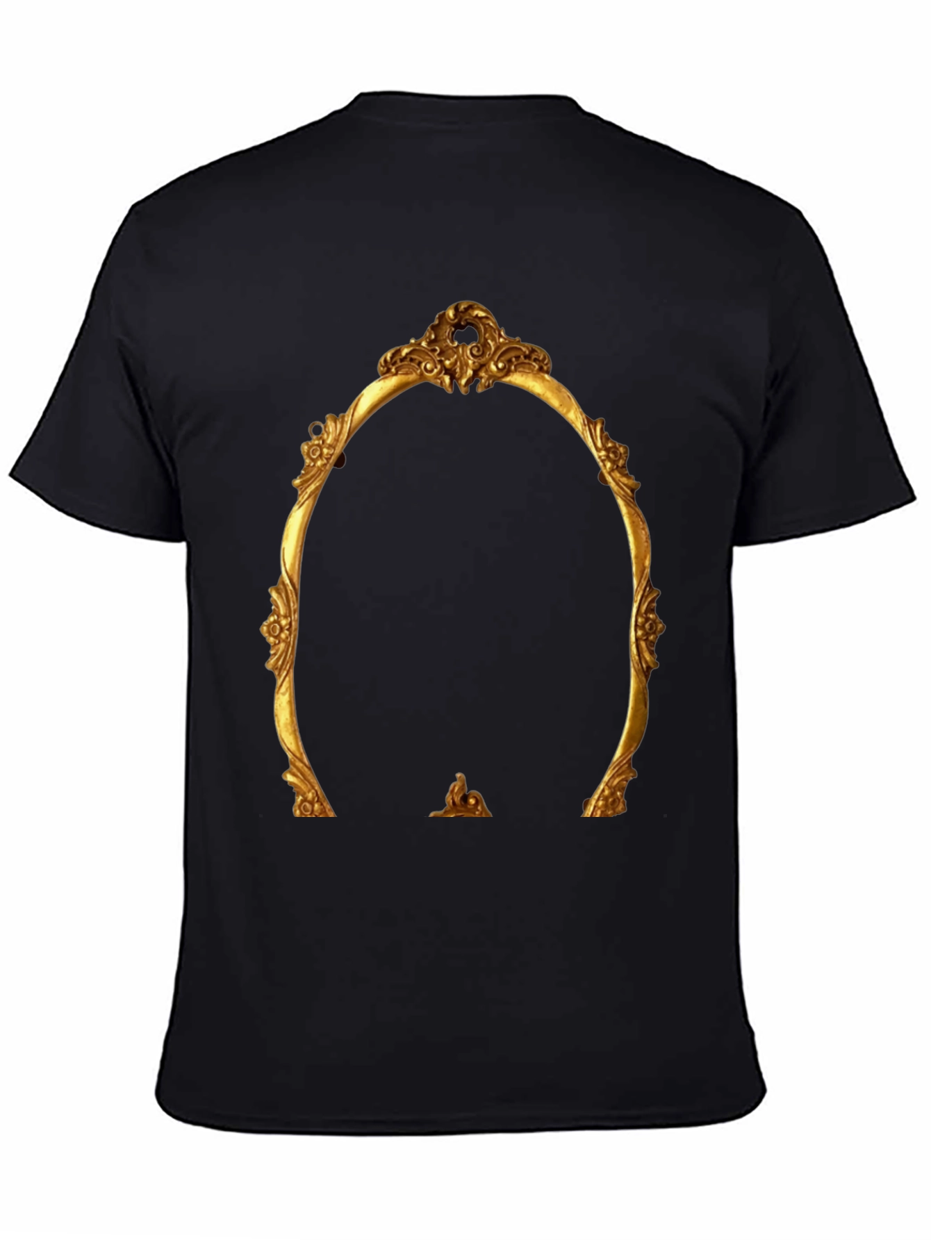 Black Ornate Golden Frame Graphic Tee - Statement Style view 4