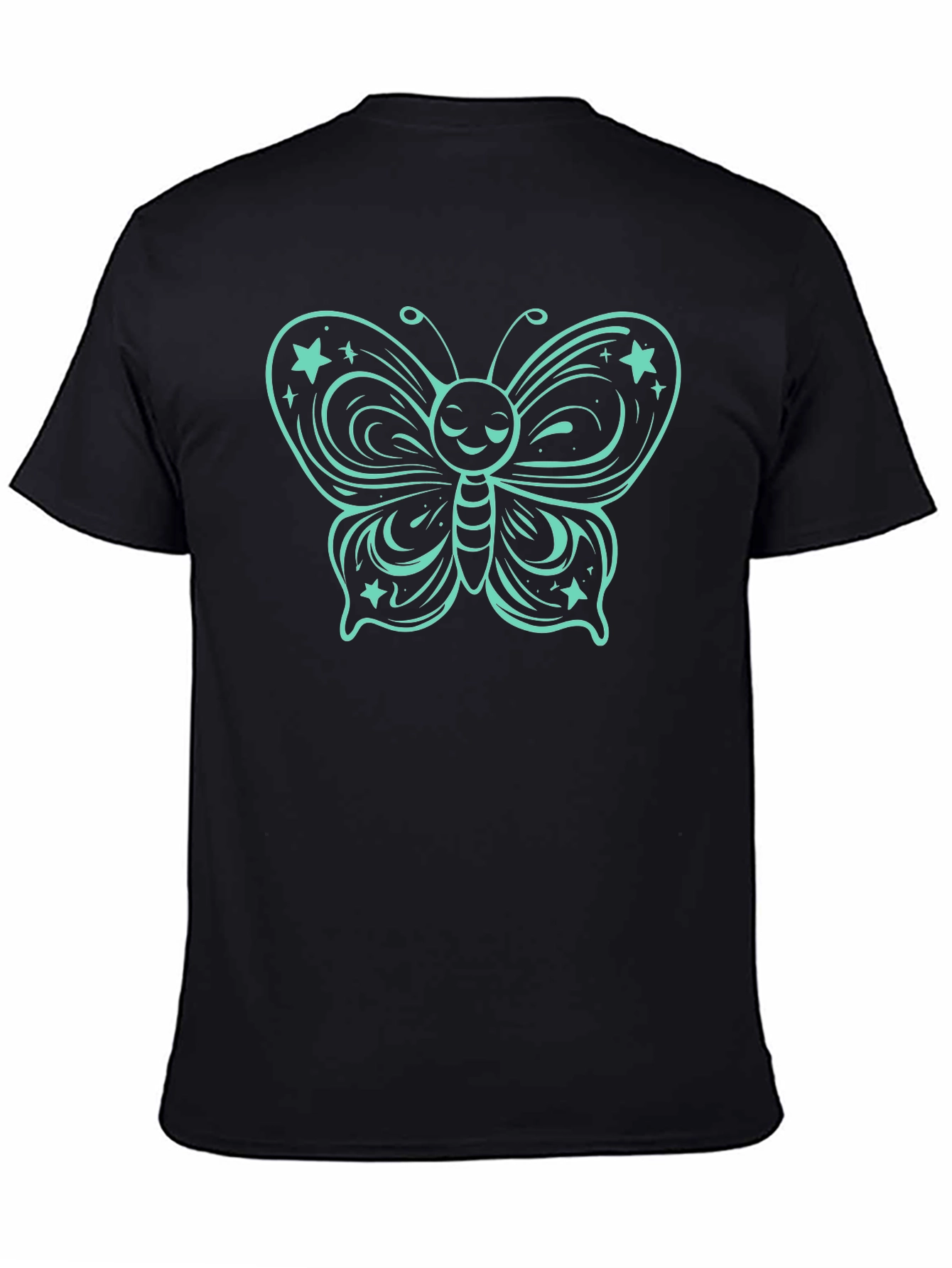 Black Butterfly Graphic Tee - Black Cotton T-Shirt view 4