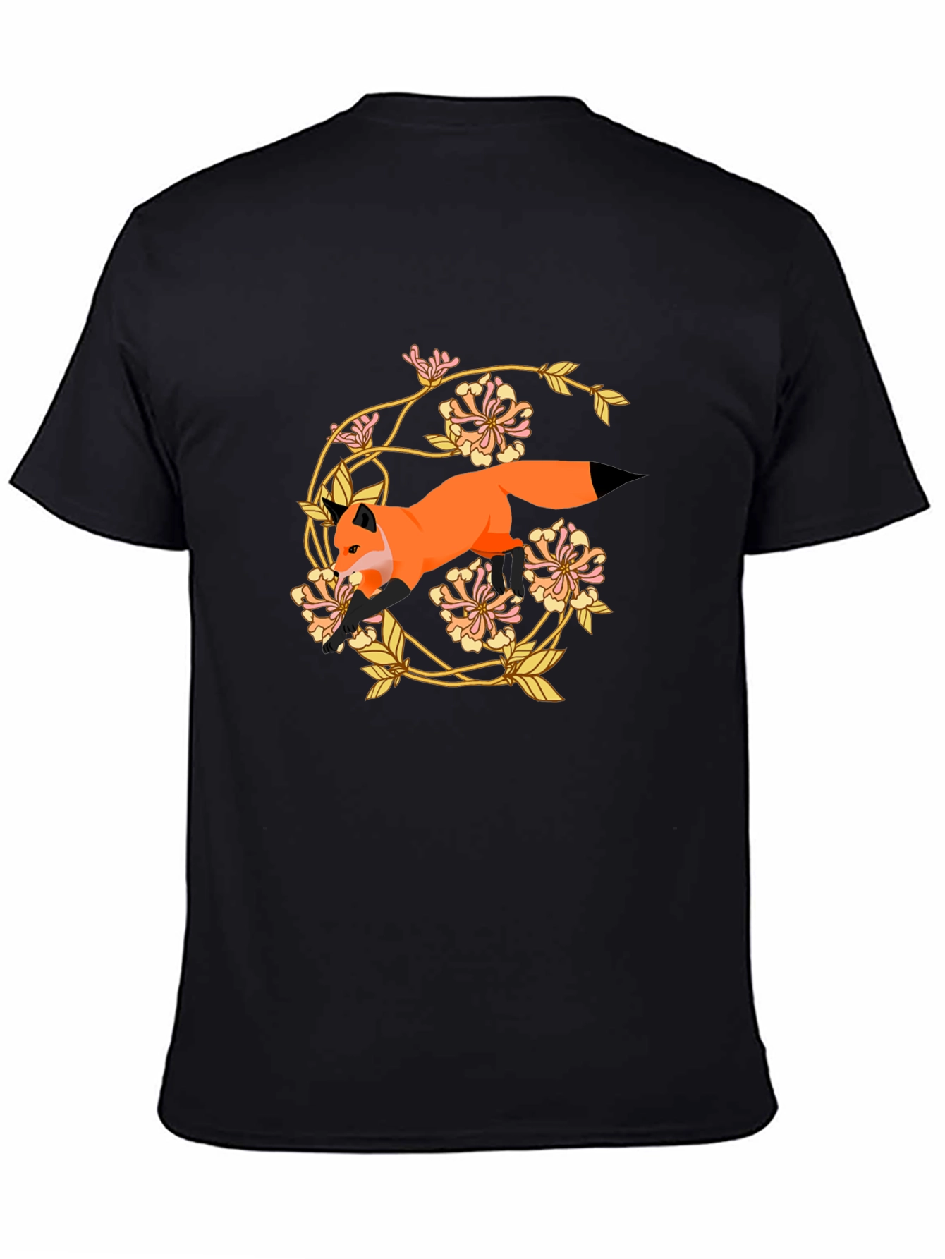 Black Fox and Floral Graphic Tee view 4