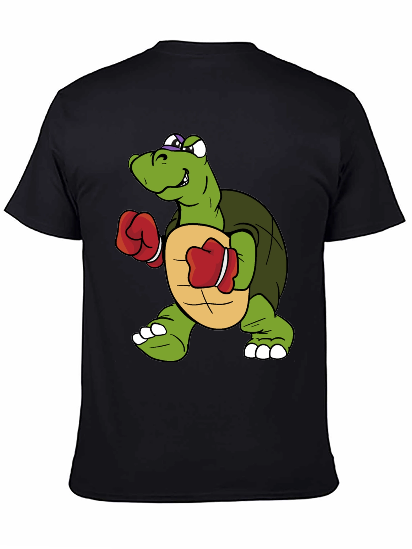 Black Turtle Boxer Graphic Tee - Novelty Cartoon Shirt view 4