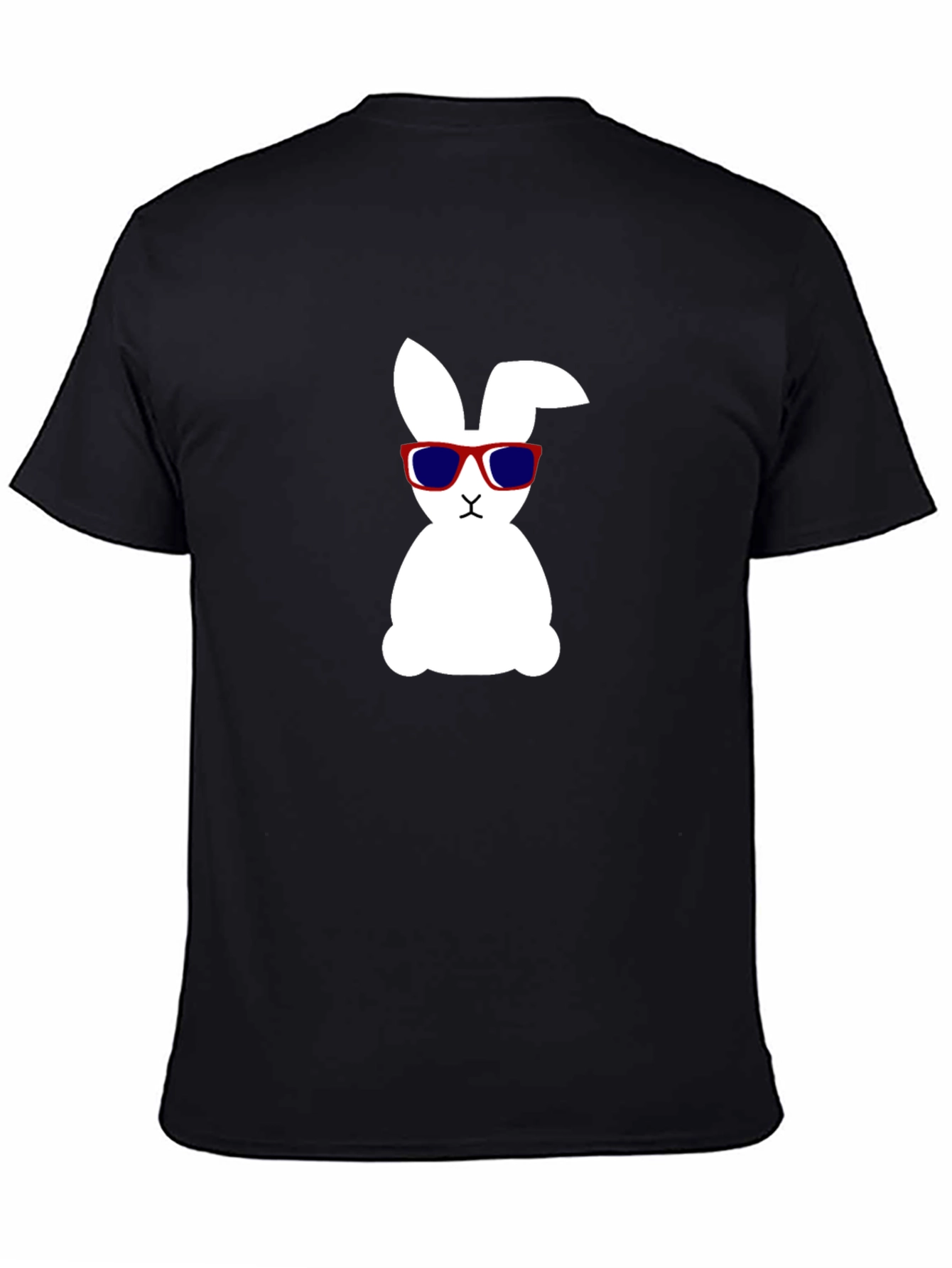 Black Cool Bunny Graphic Tee - Black Cotton Shirt view 4