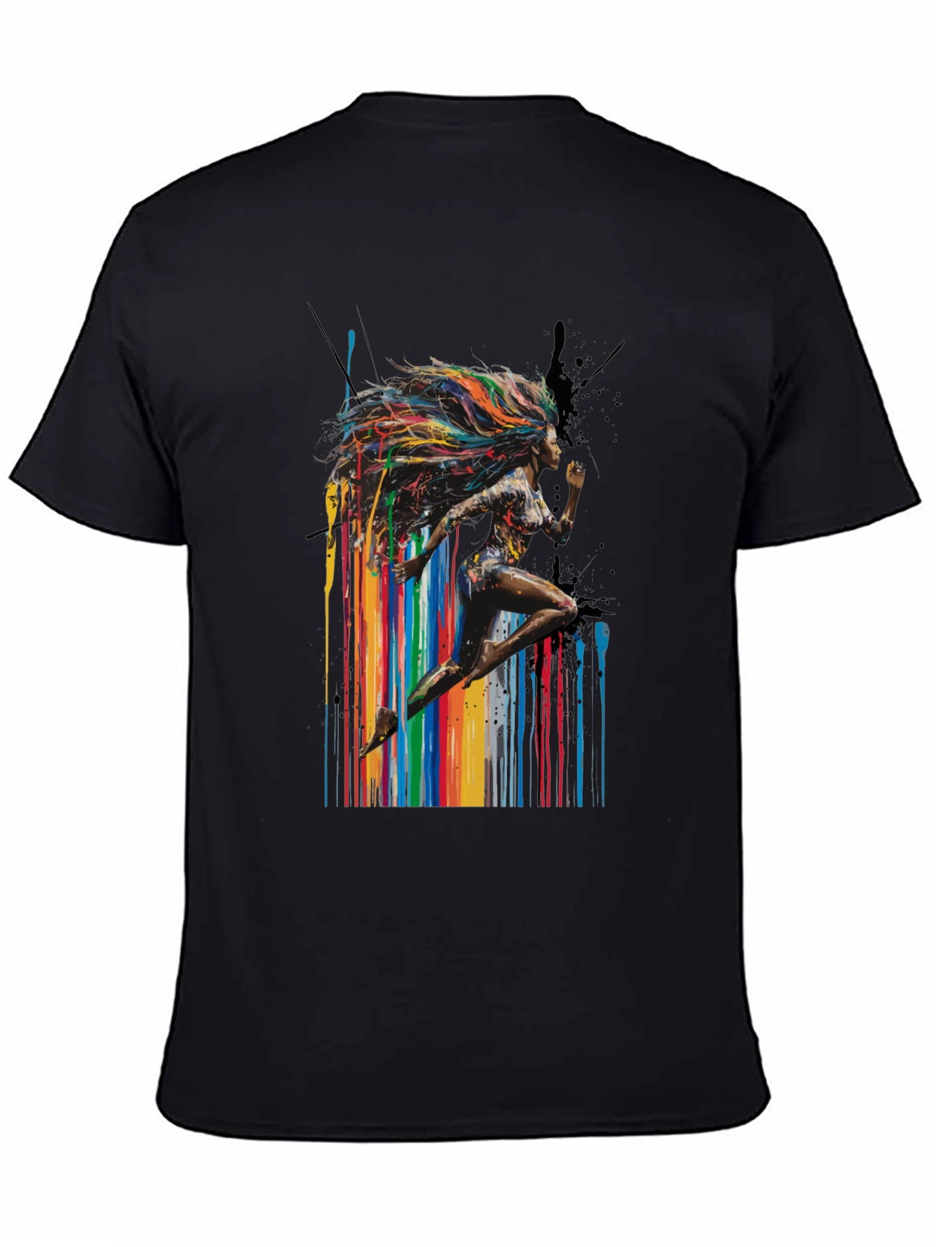 Black Colorful Runner Graphic Black T-Shirt view 4