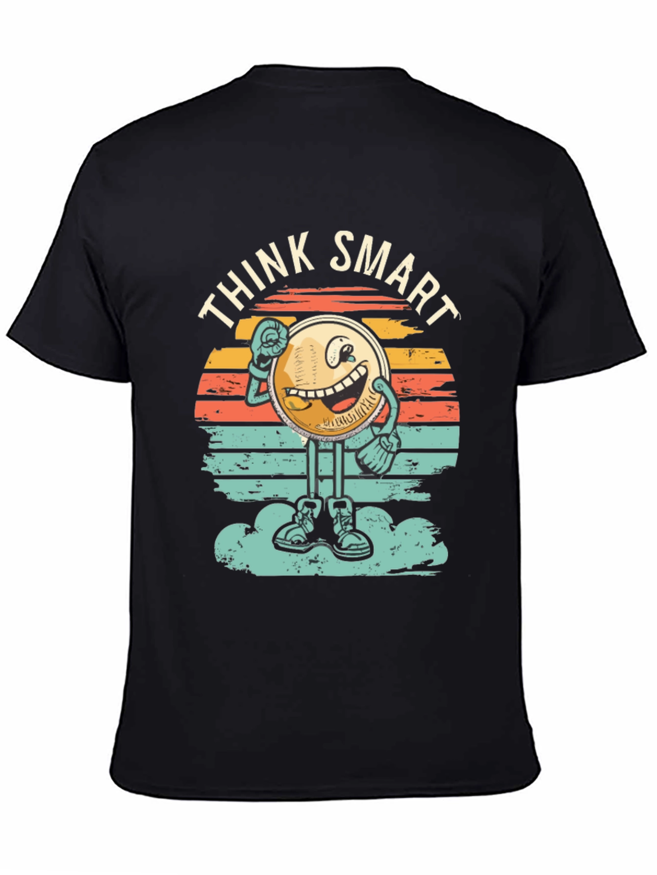 Black Think Smart Graphic Tee - Retro Style view 4