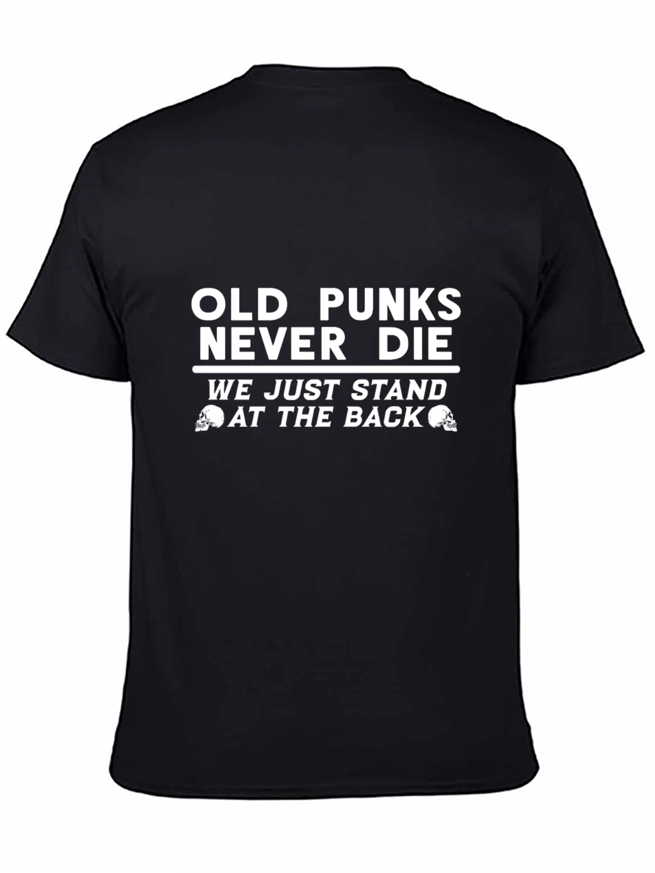 Black Old Punks Never Die Graphic Tee - Black Cotton T-Shirt view 4