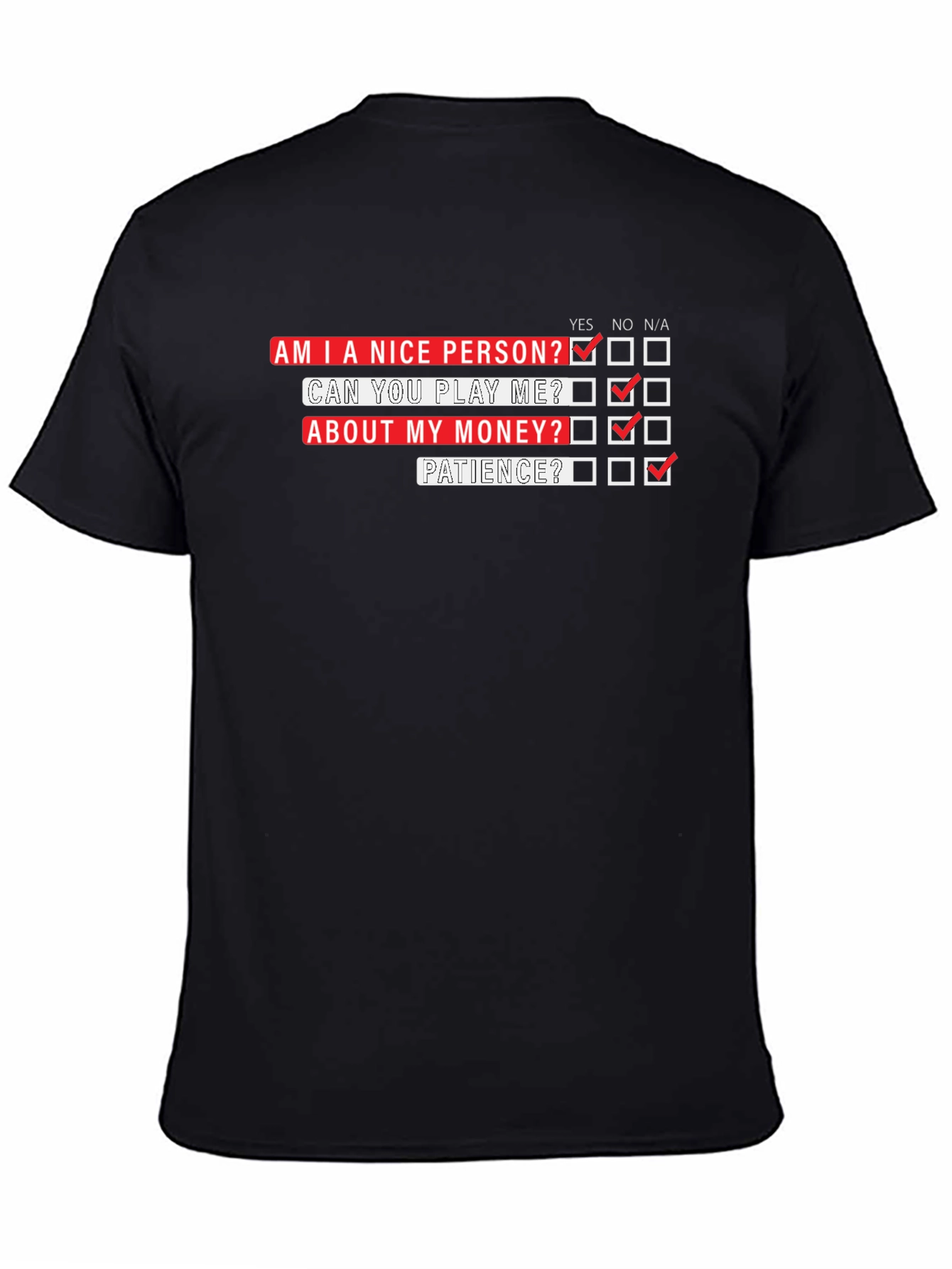 Black Funny T-Shirt: Am I a Nice Person? view 4