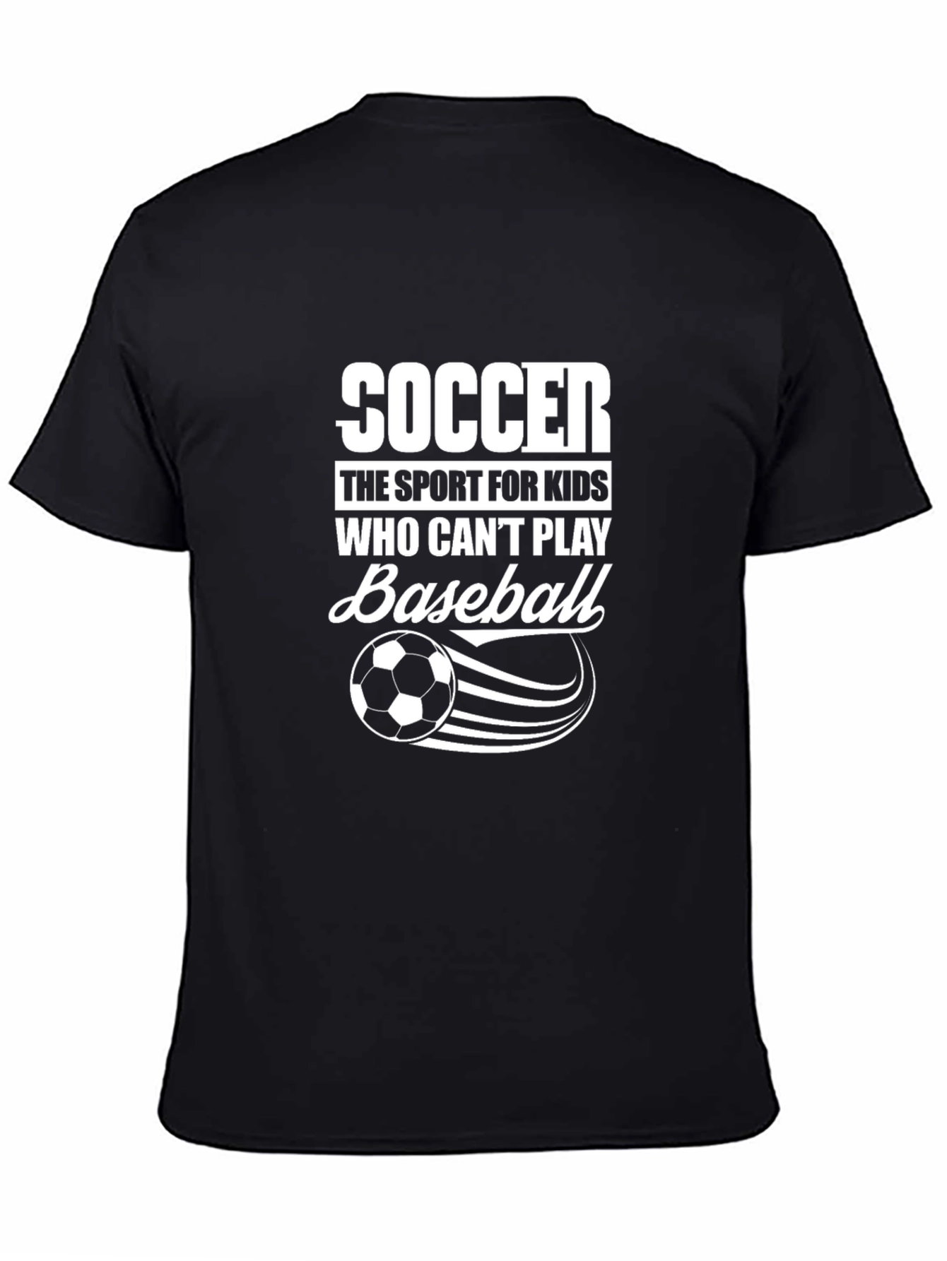 Black Funny Soccer Baseball T-Shirt view 4