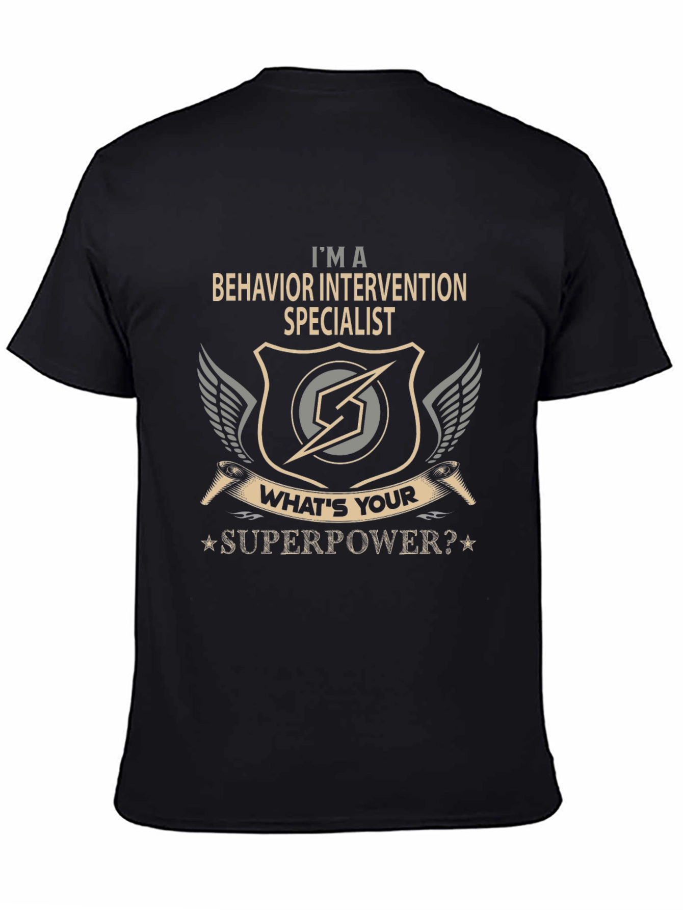 Black Behavior Intervention Specialist Superpower T-Shirt view 4