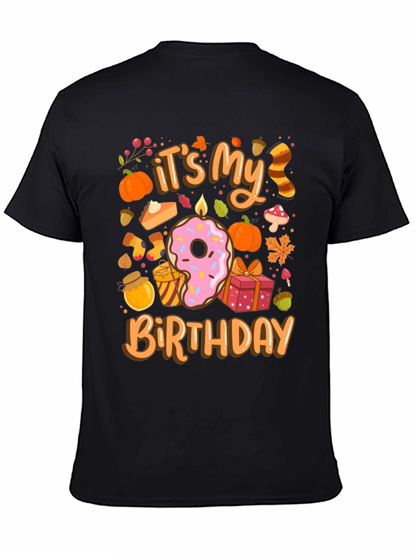 Black It's My Birthday Fall Themed T-Shirt view 4