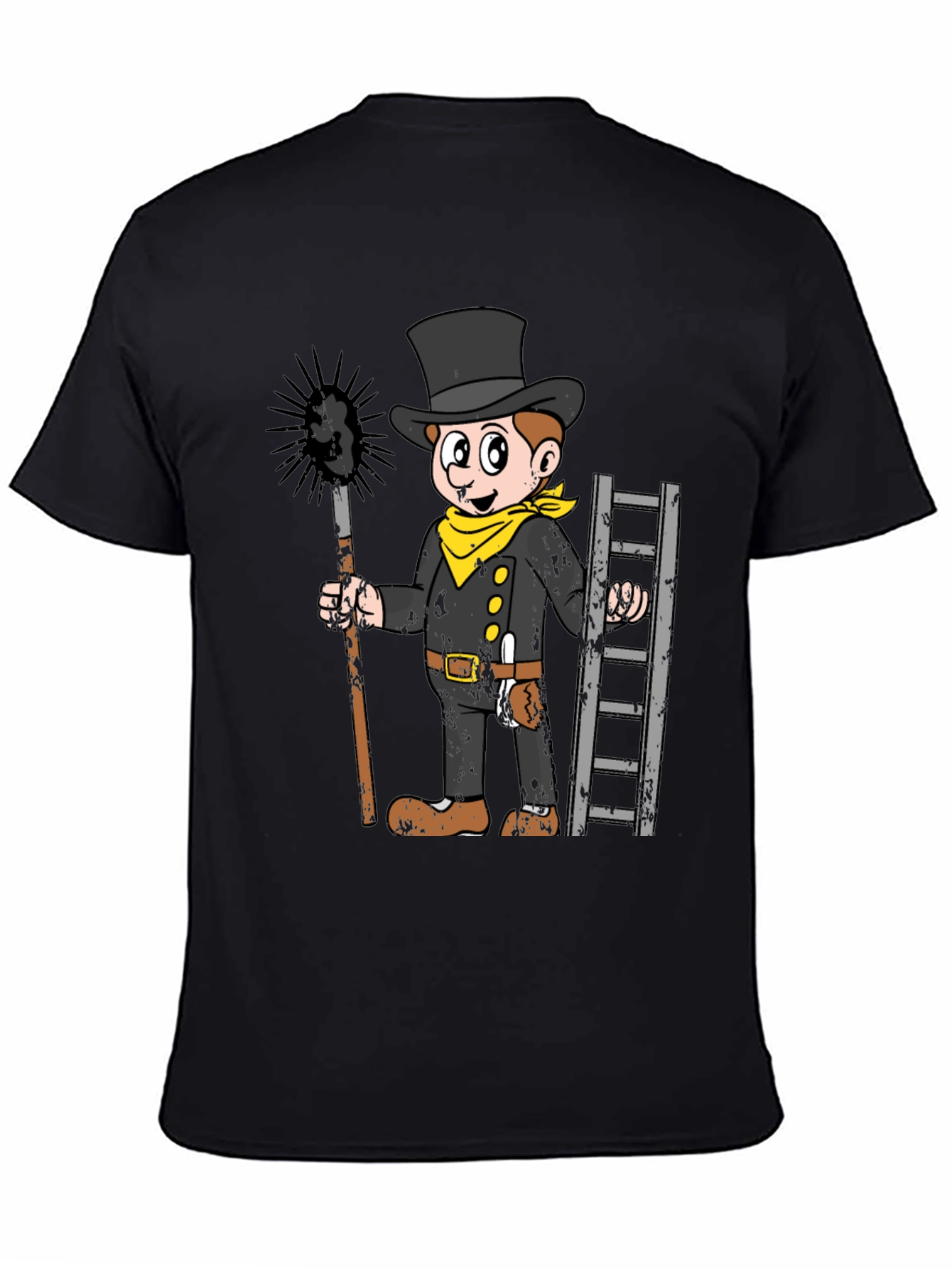 Black Chimney Sweep Cartoon Graphic T-Shirt view 4