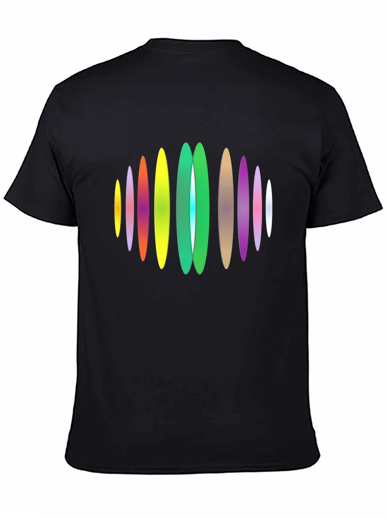 Black Abstract Oval Design Black T-Shirt view 4