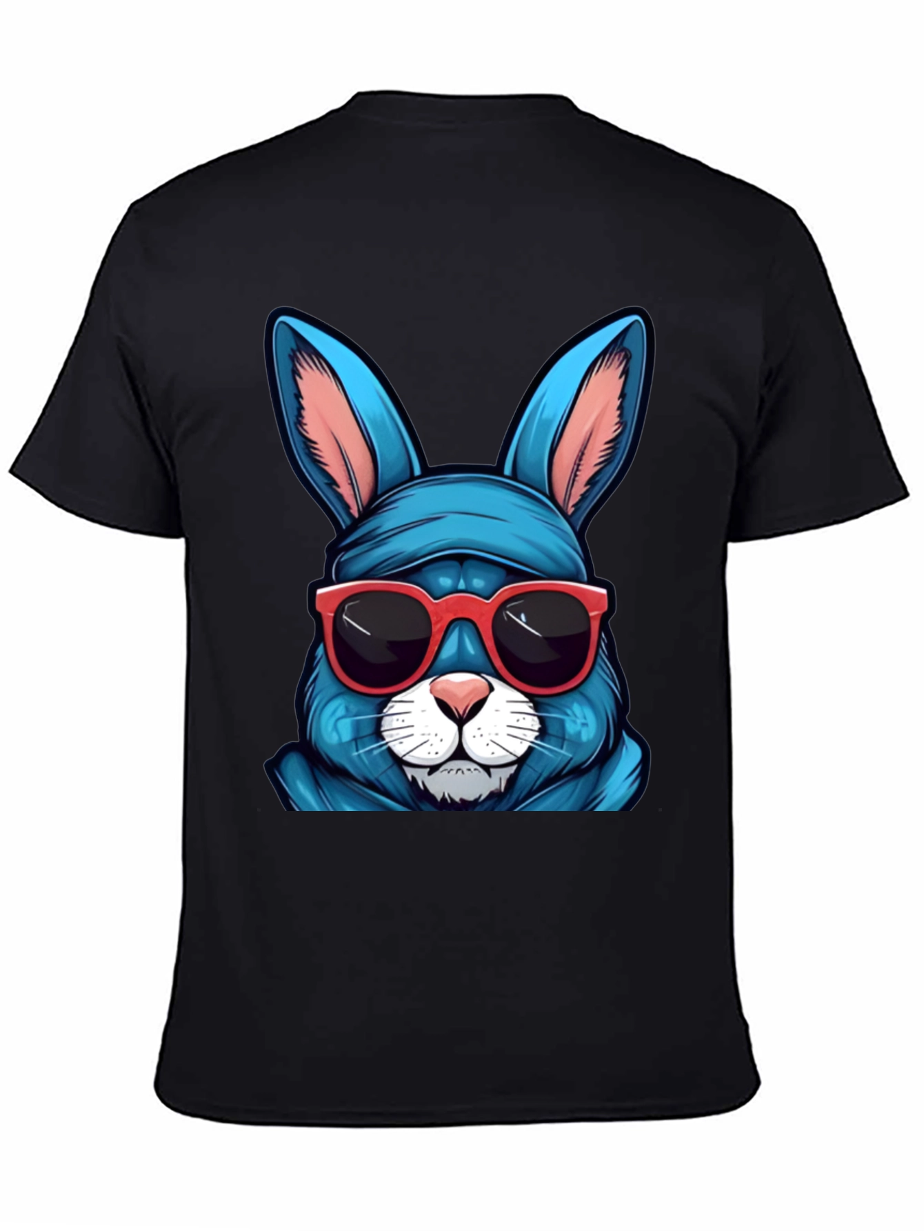 Black Cool Blue Bunny T-Shirt view 4