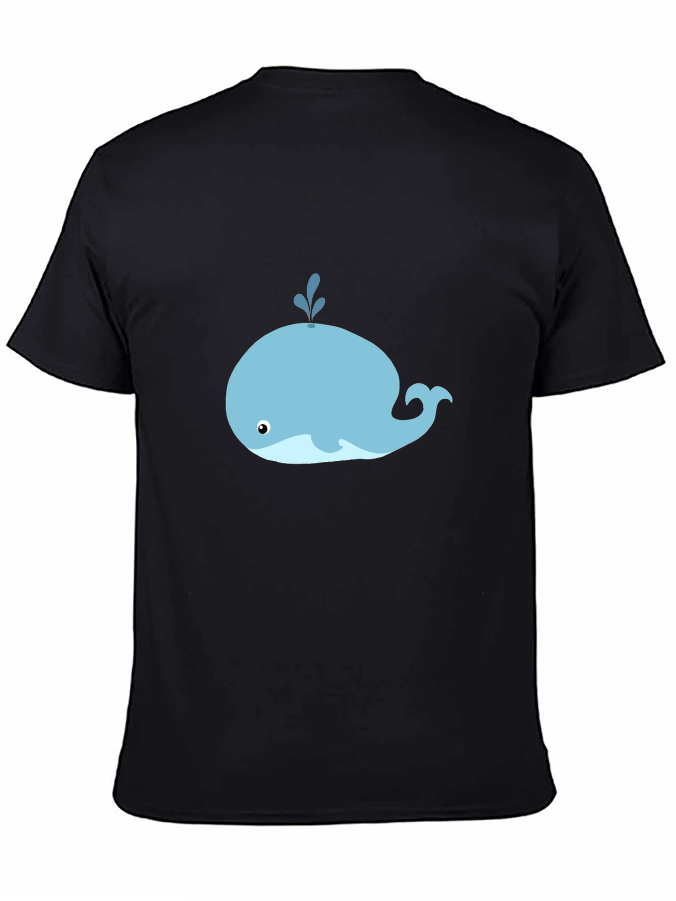 Black Cute Whale Graphic Tee - Black Cotton T-Shirt view 4