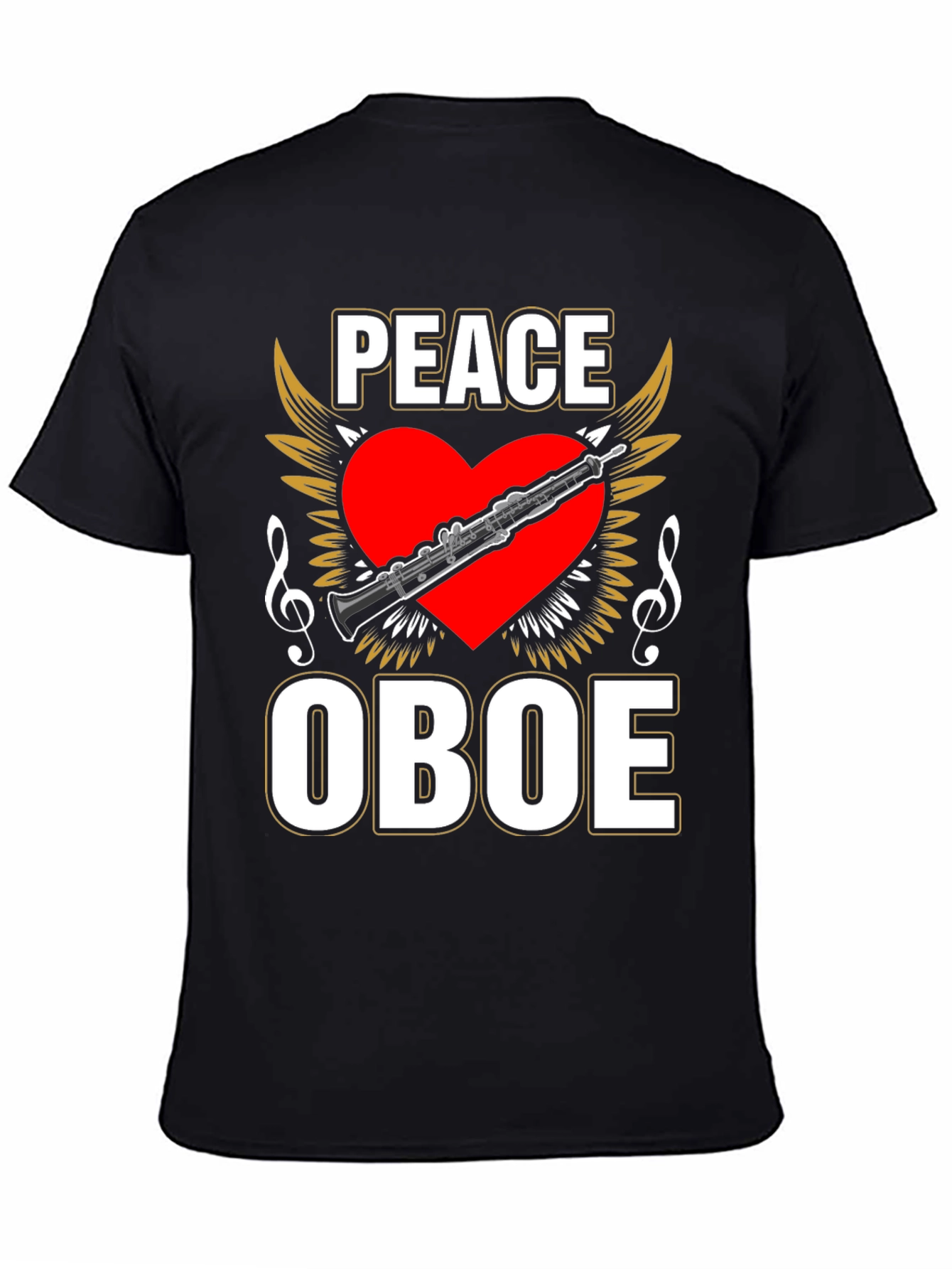 Black Peace Oboe T-Shirt, Music Lover Tee view 4