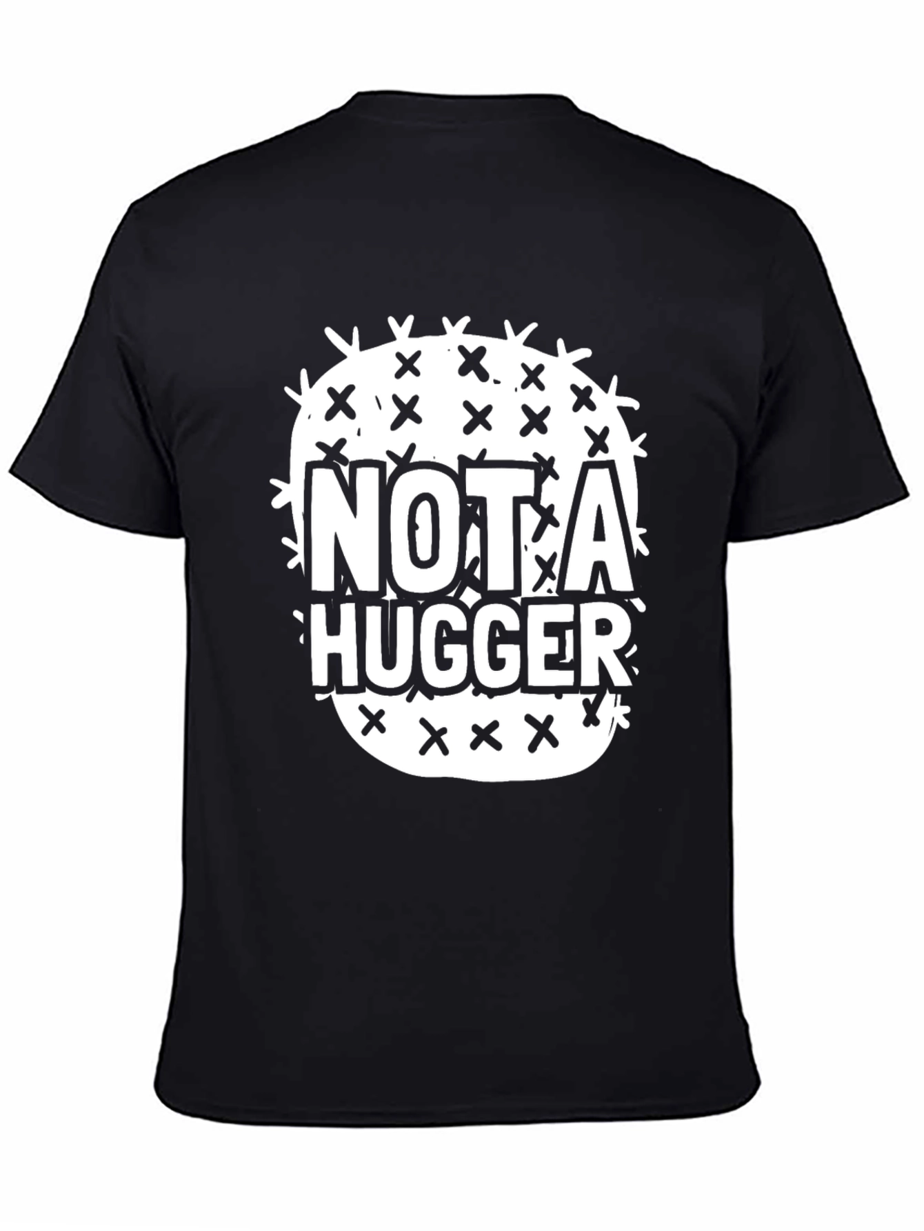 Black Not A Hugger Cactus Graphic Tee - Soft Cotton Blend Shirt view 4