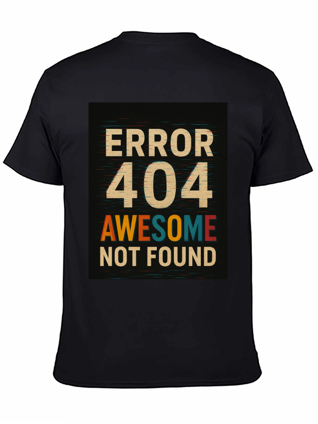 Black Error 404 Awesome Not Found Black T-Shirt view 4