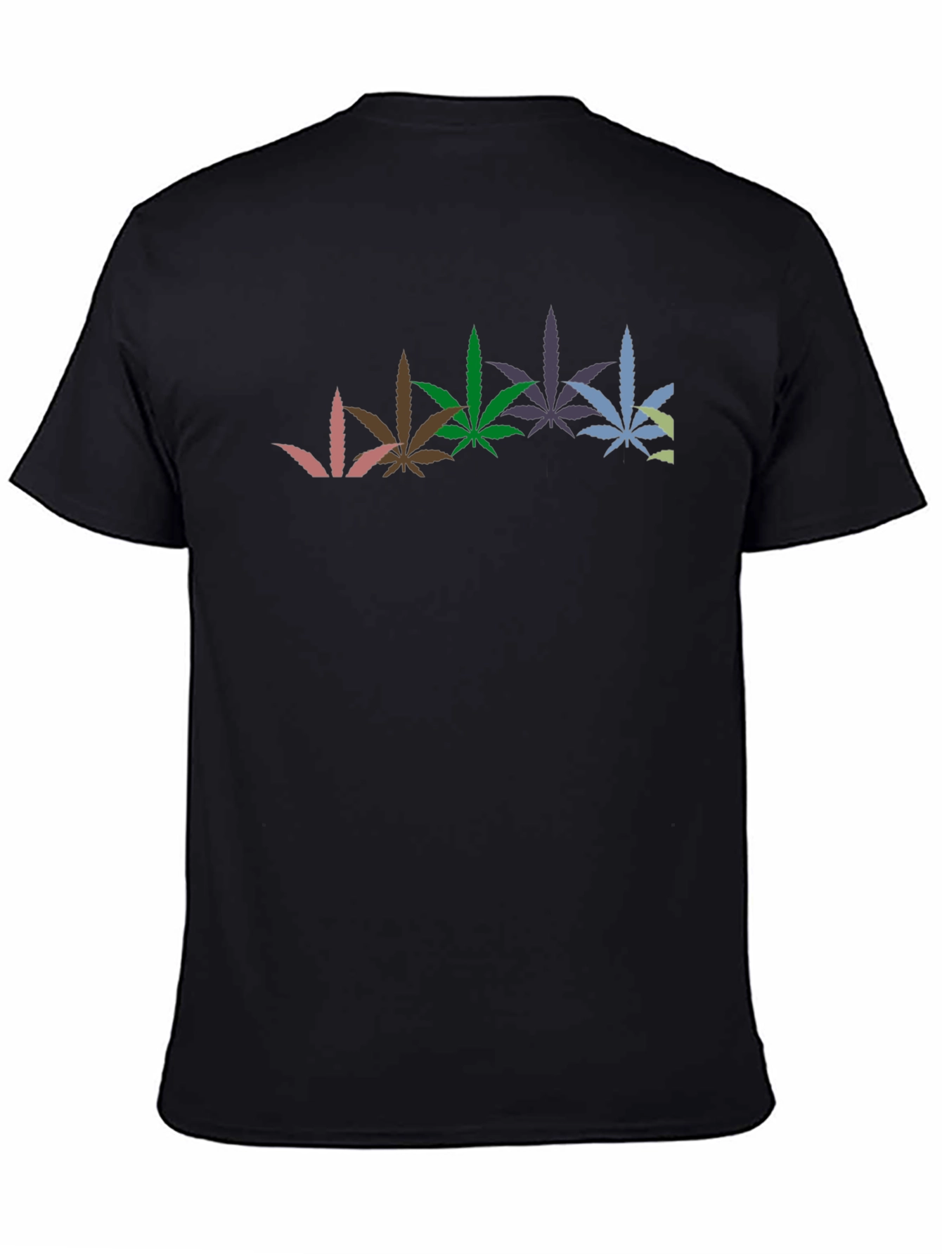Black Cool Graphic Black T-Shirt with Weed Leaves view 4