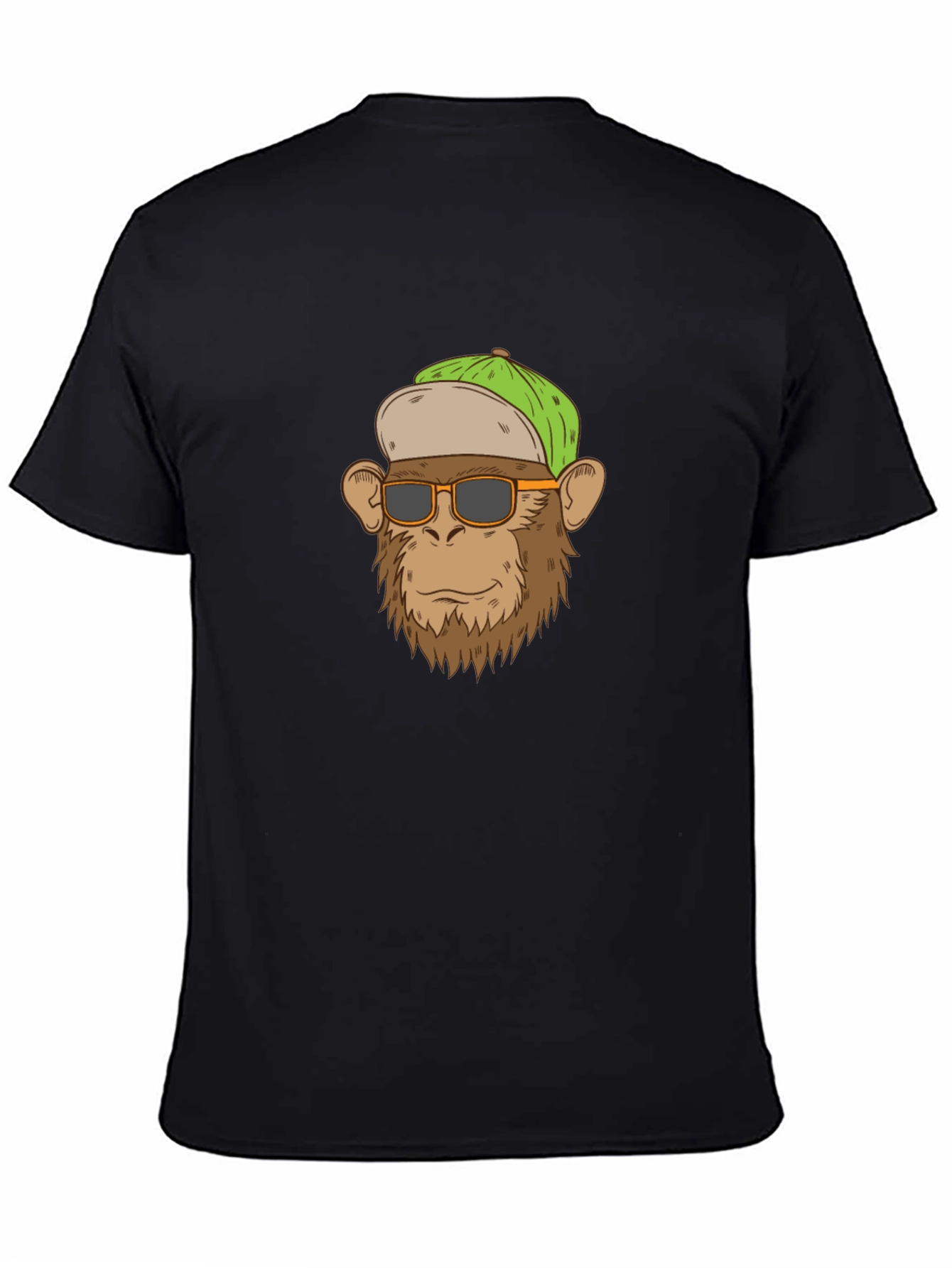 Black Monkey Face T-Shirt with Hat and Shades - Funny Ape Tee view 4