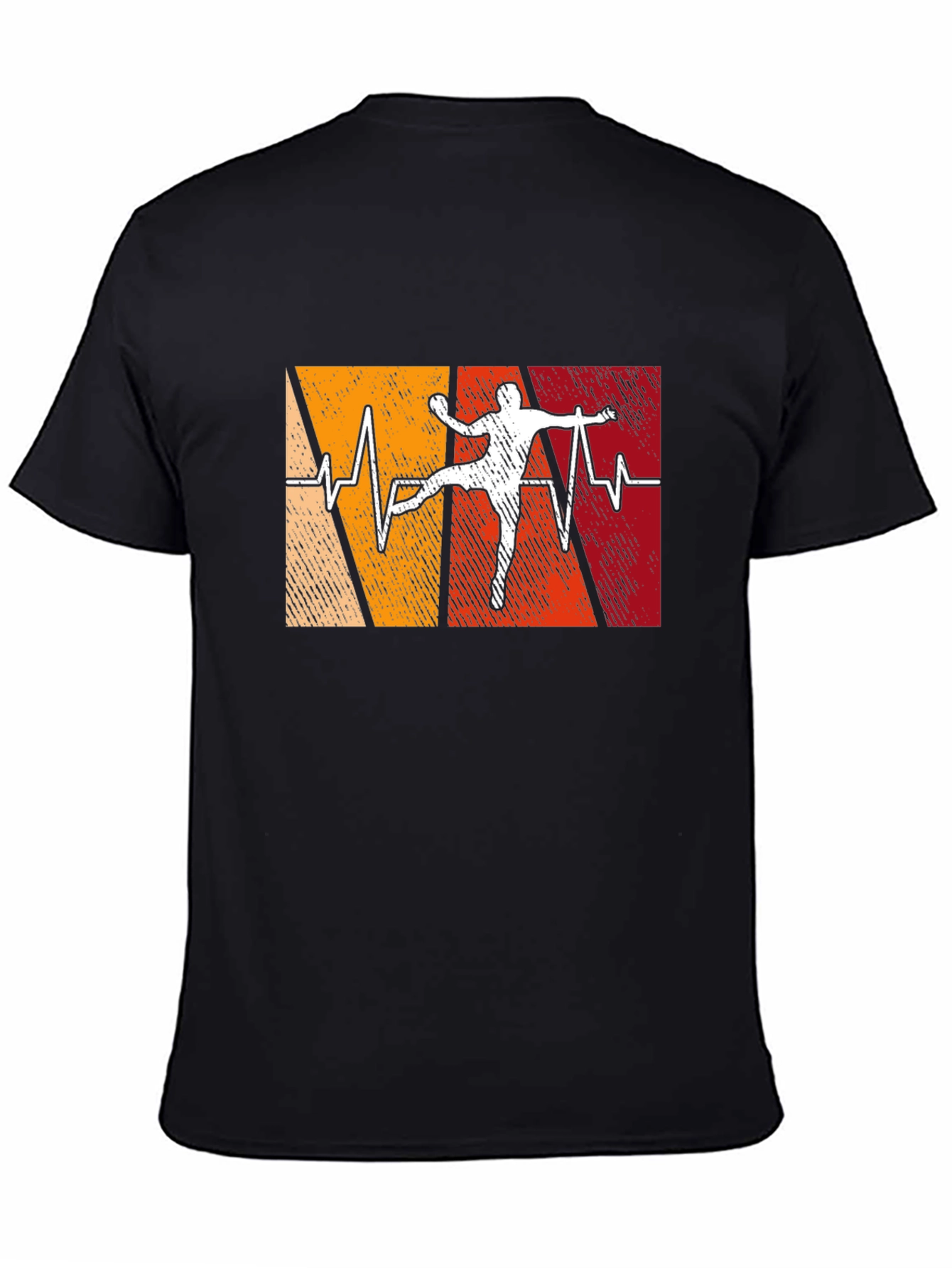 Black Handball Heartbeat T-Shirt - Handball Player Gift view 4