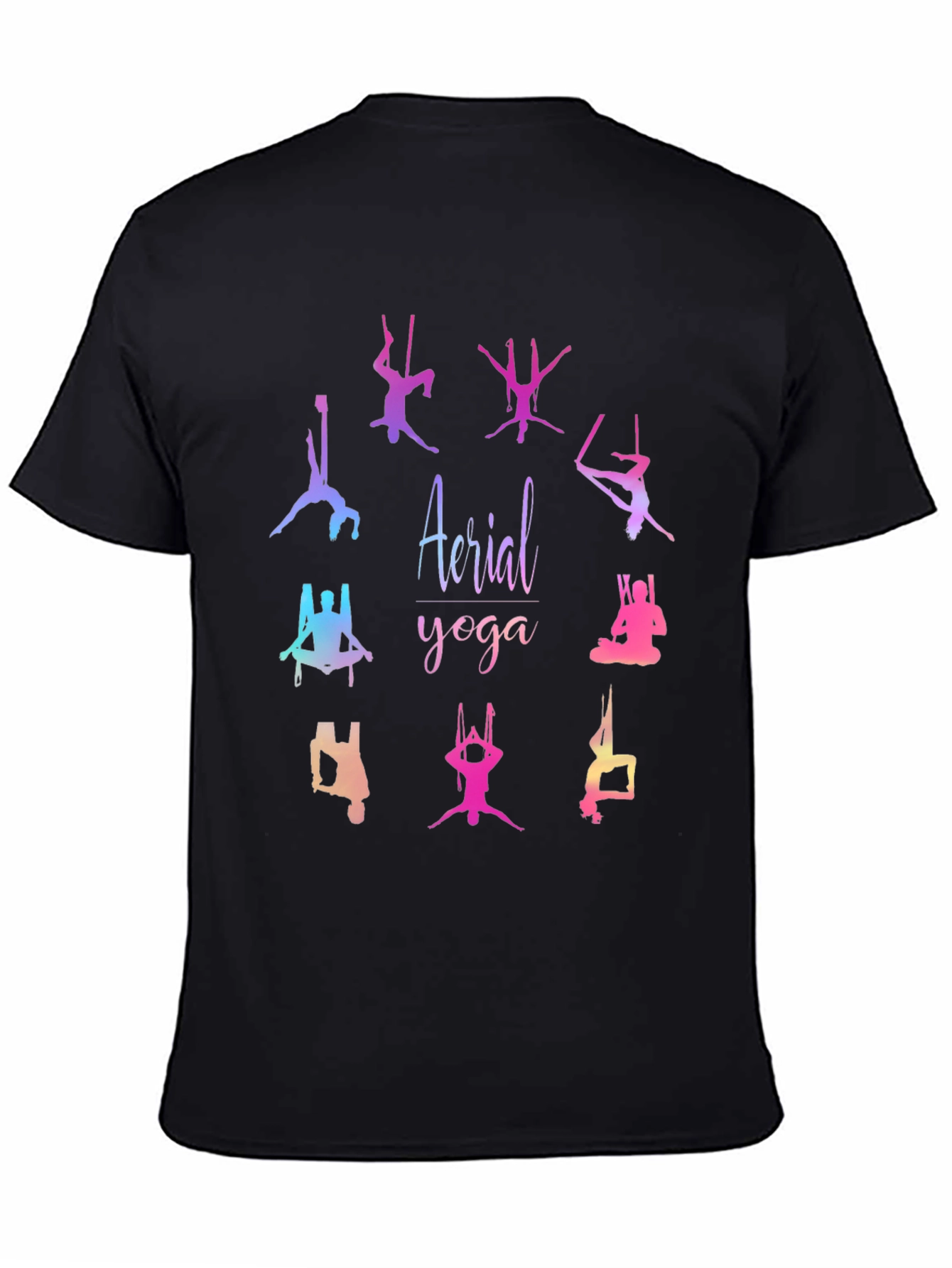 Black Aerial Yoga Graphic T-Shirt - Black Cotton Blend Tee view 4