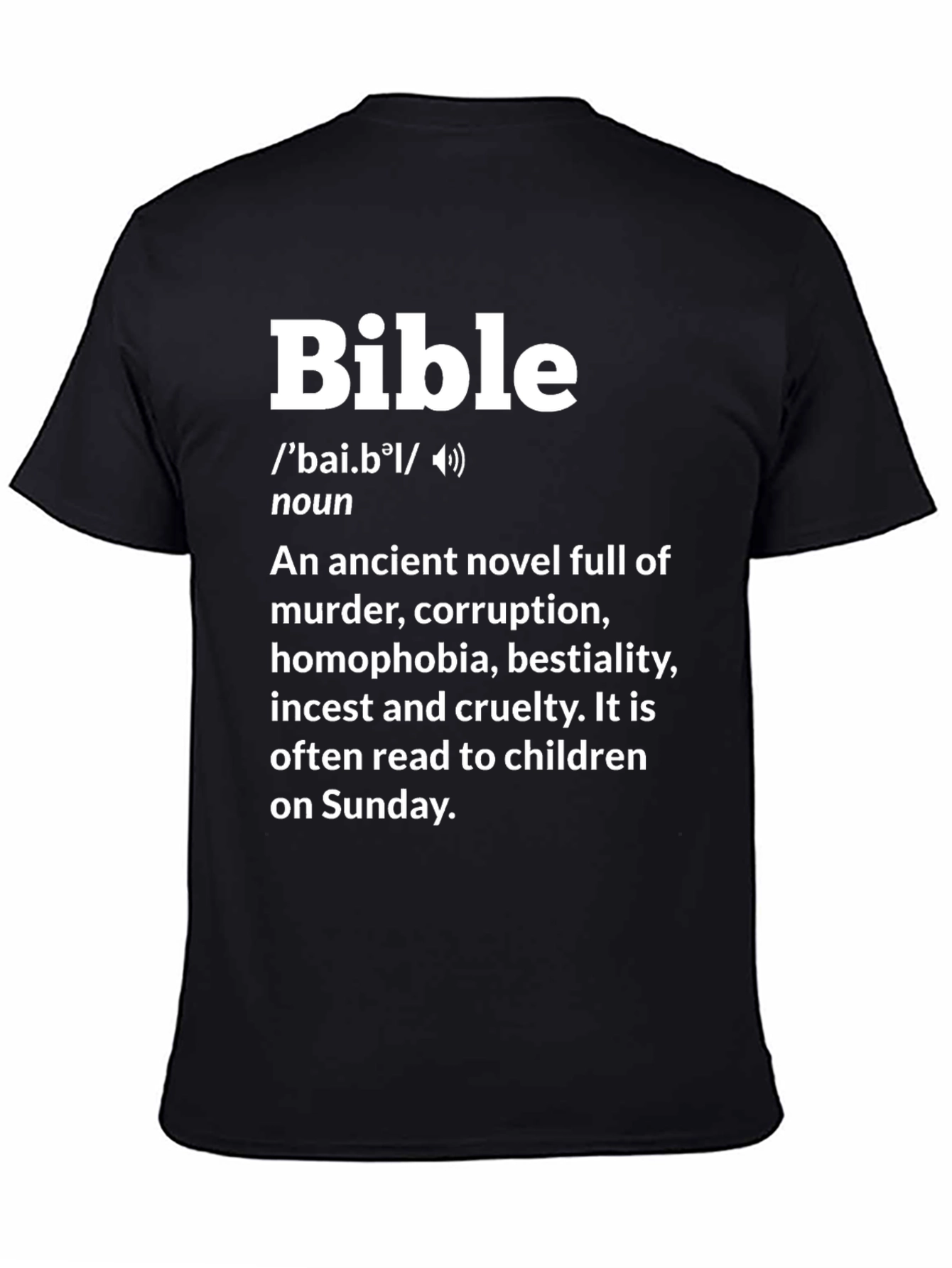 Black Bible Definition T-Shirt Funny Novel Atheist Tee view 4