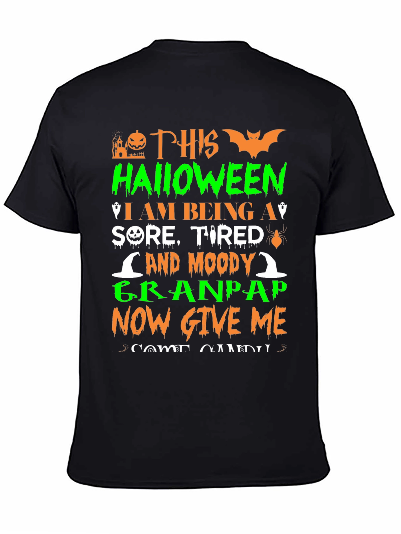 Black Funny Halloween Grandpap T-Shirt view 4
