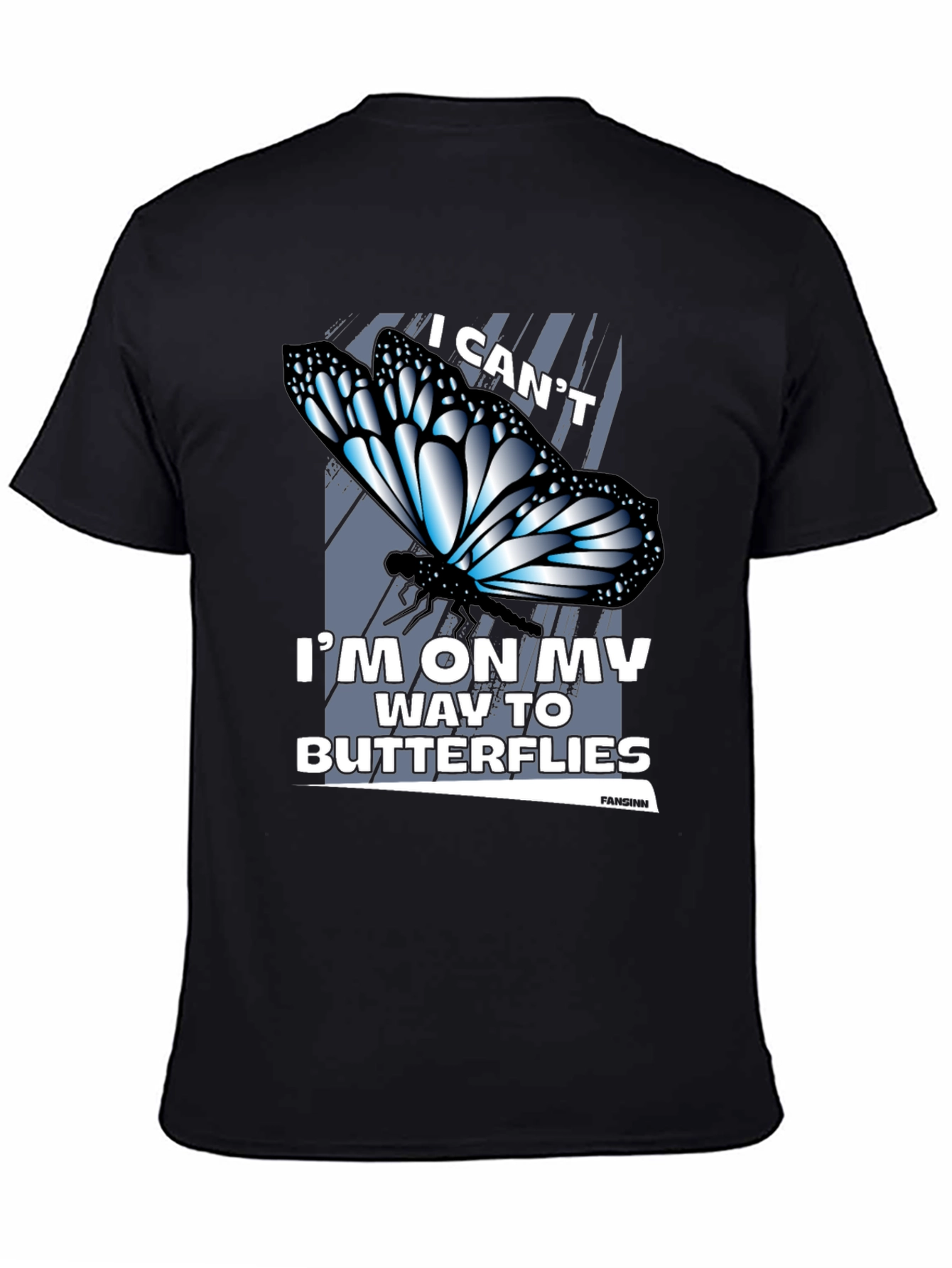 Black Butterfly Graphic T-Shirt - I Can't, Butterflies view 4
