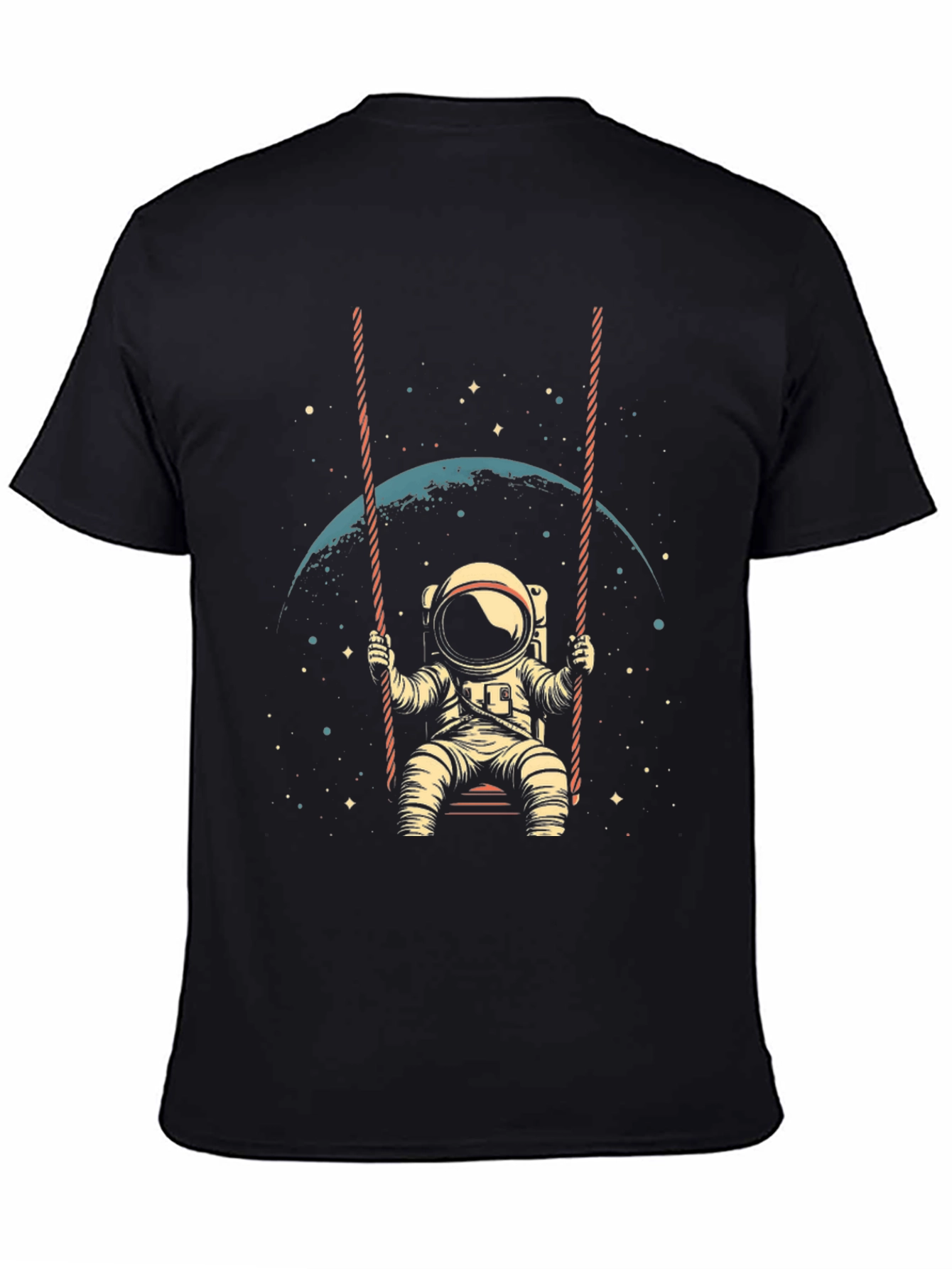 Black Astronaut on Swing T-Shirt - Space Lover Tee view 4