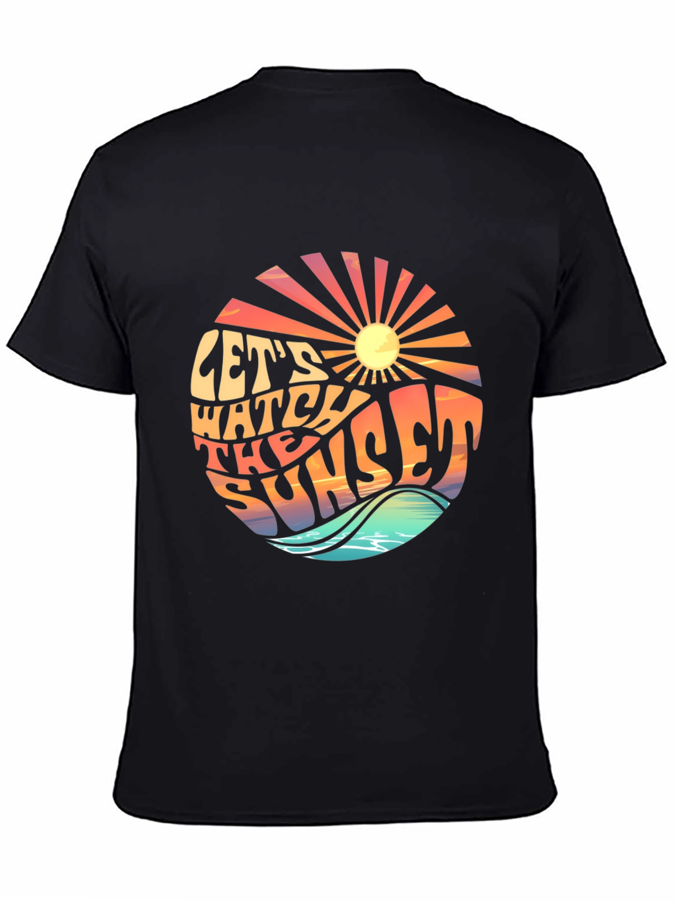 Black Let's Watch the Sunset Graphic T-Shirt view 4