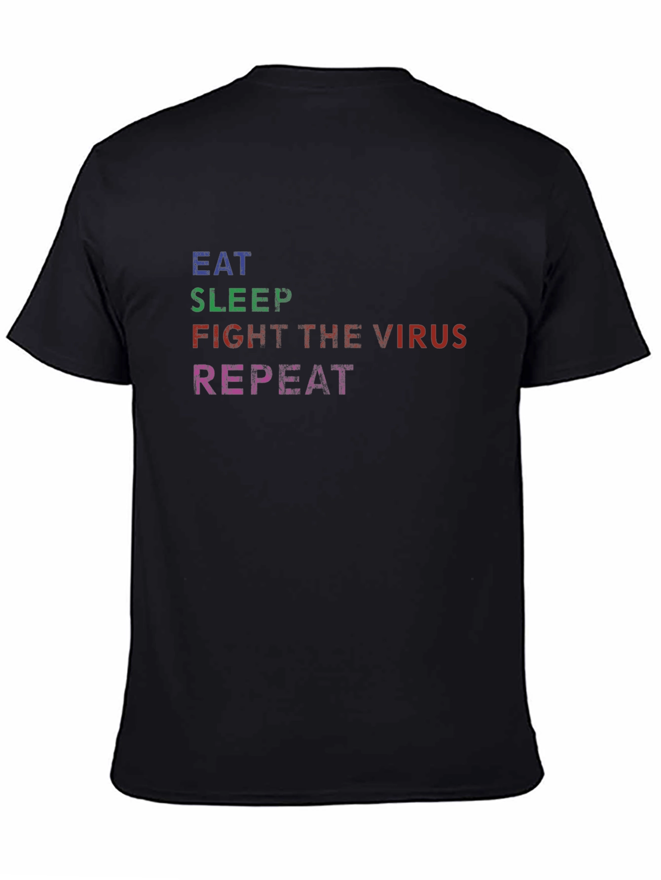 Black Eat Sleep Fight Virus Repeat Black Graphic Tee view 4