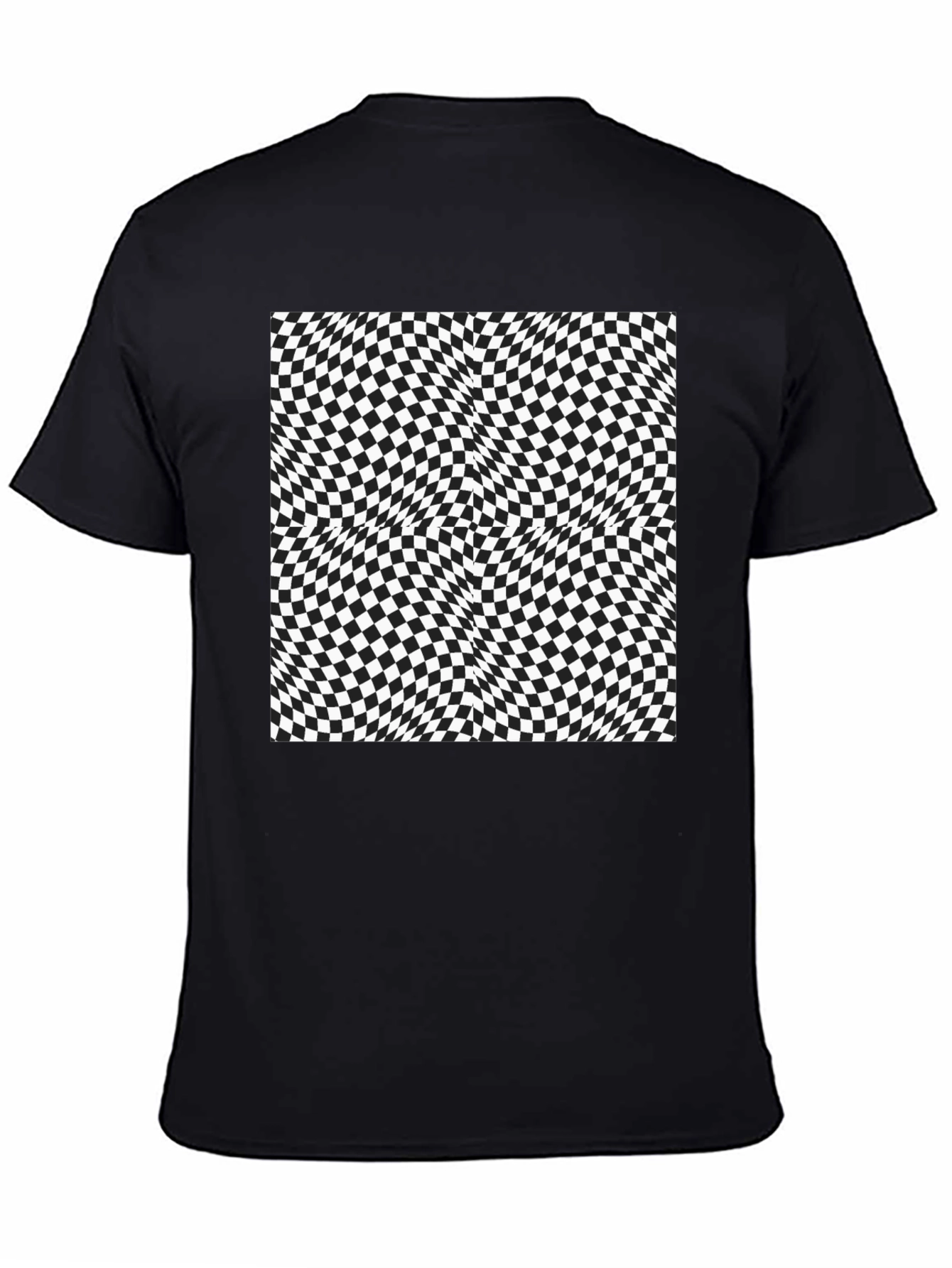 Black Optical Illusion Checkerboard Tee view 4