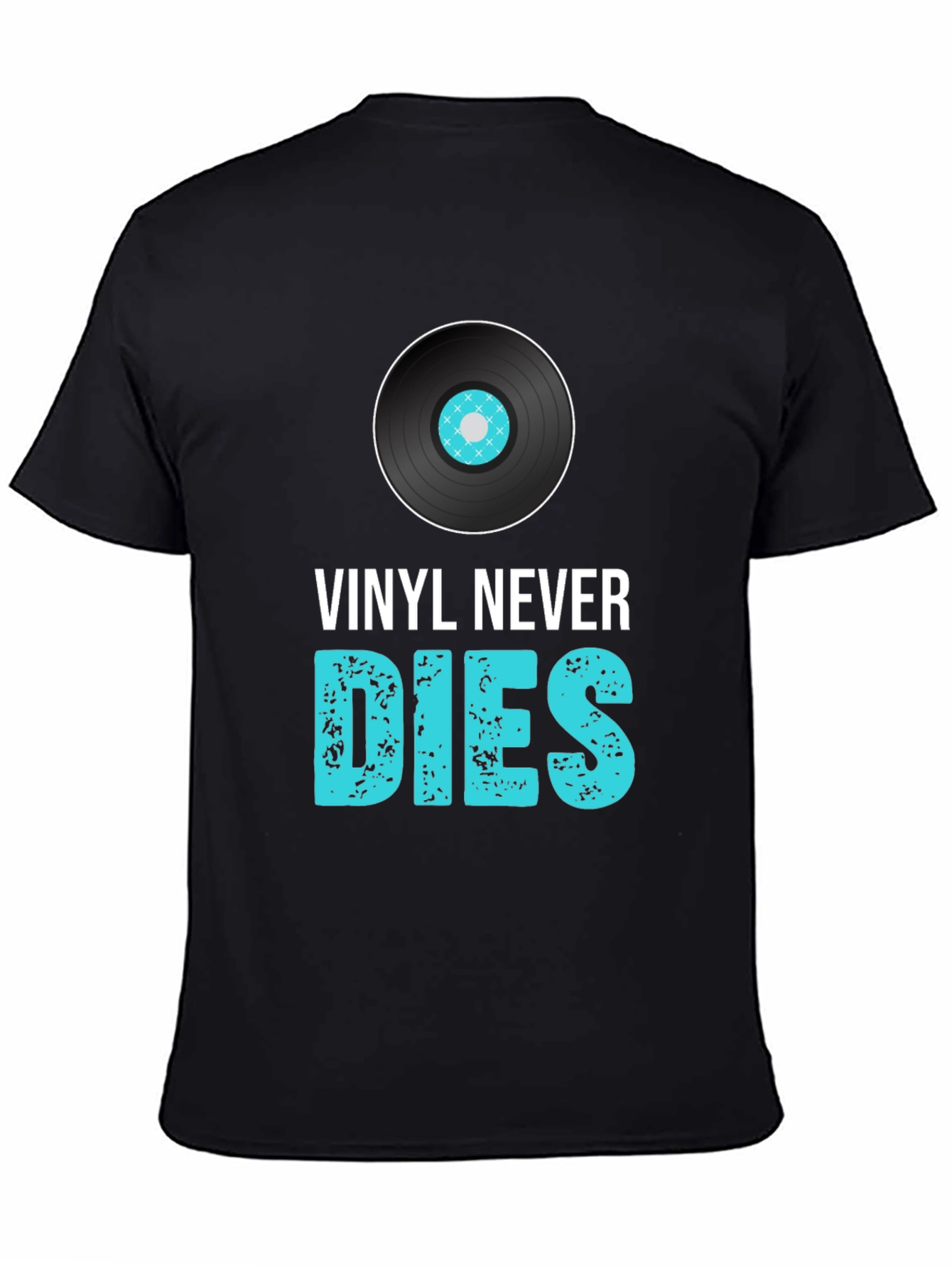 Black Vinyl Never Dies Graphic Tee - Music Lover T-Shirt view 4
