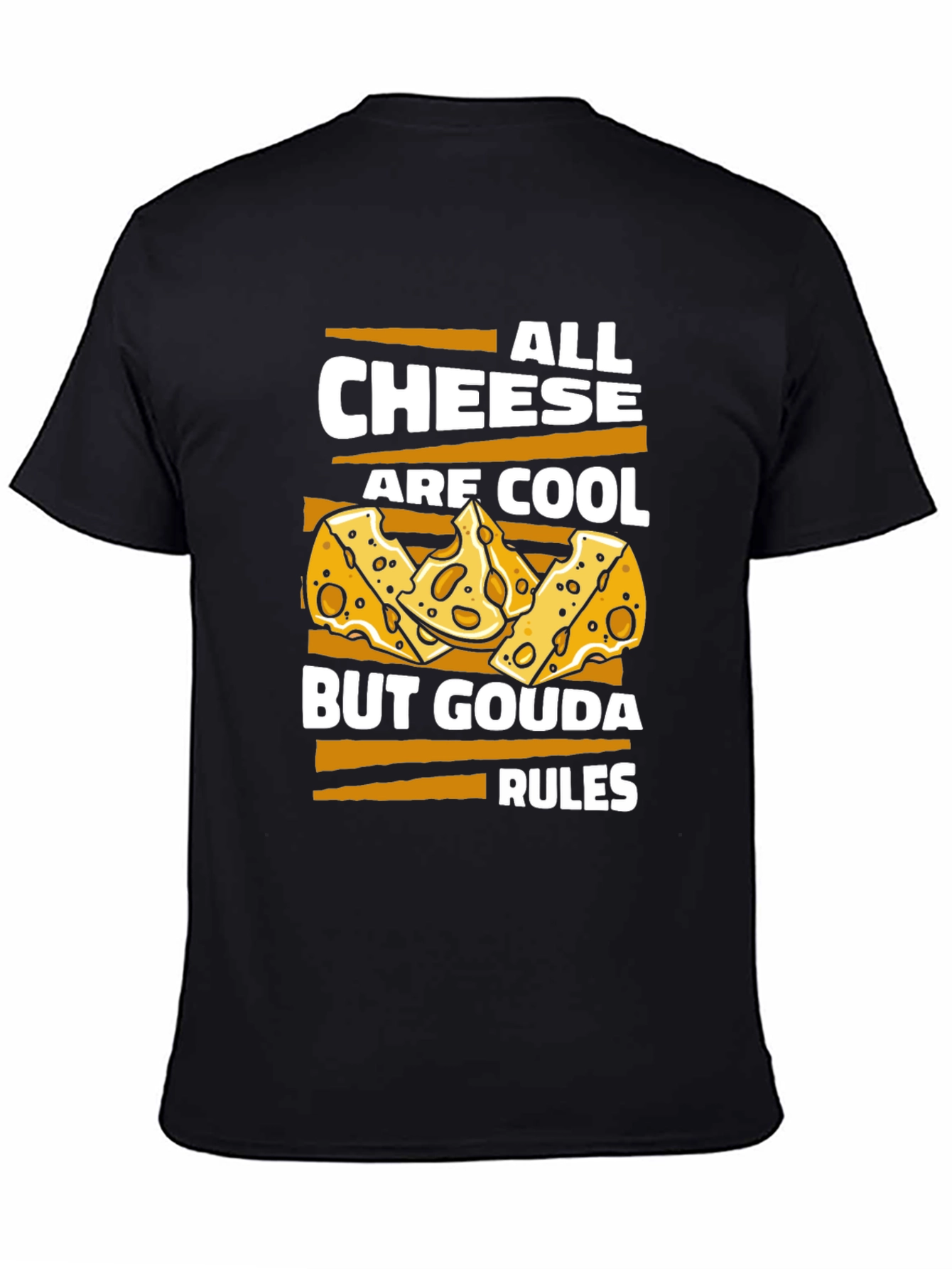 Black Cheese Lover T-Shirt - Gouda Rules view 4