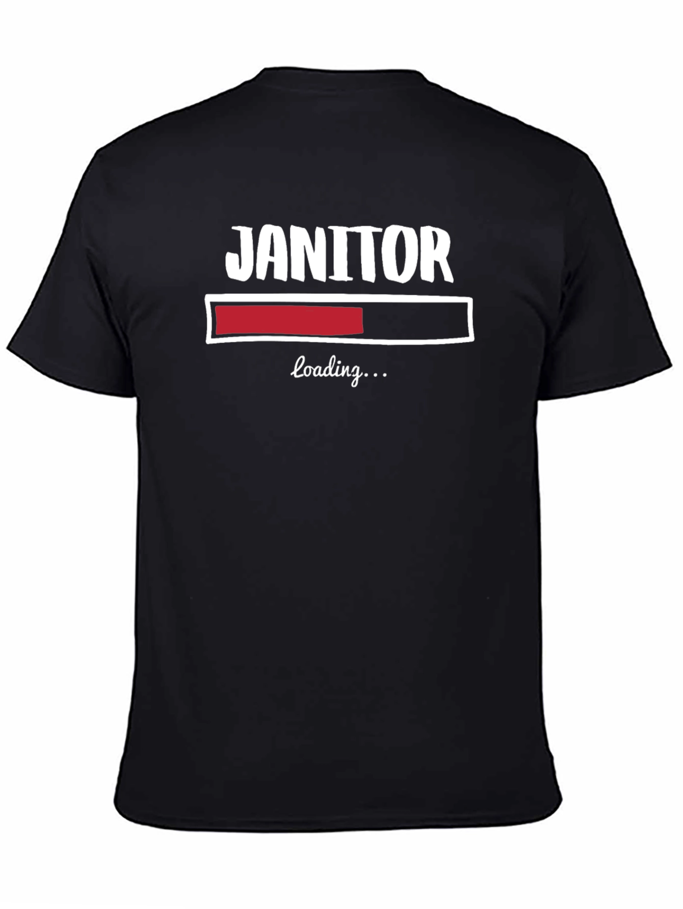 Black Janitor Loading T-Shirt - Funny Cleaning Crew Apparel view 4