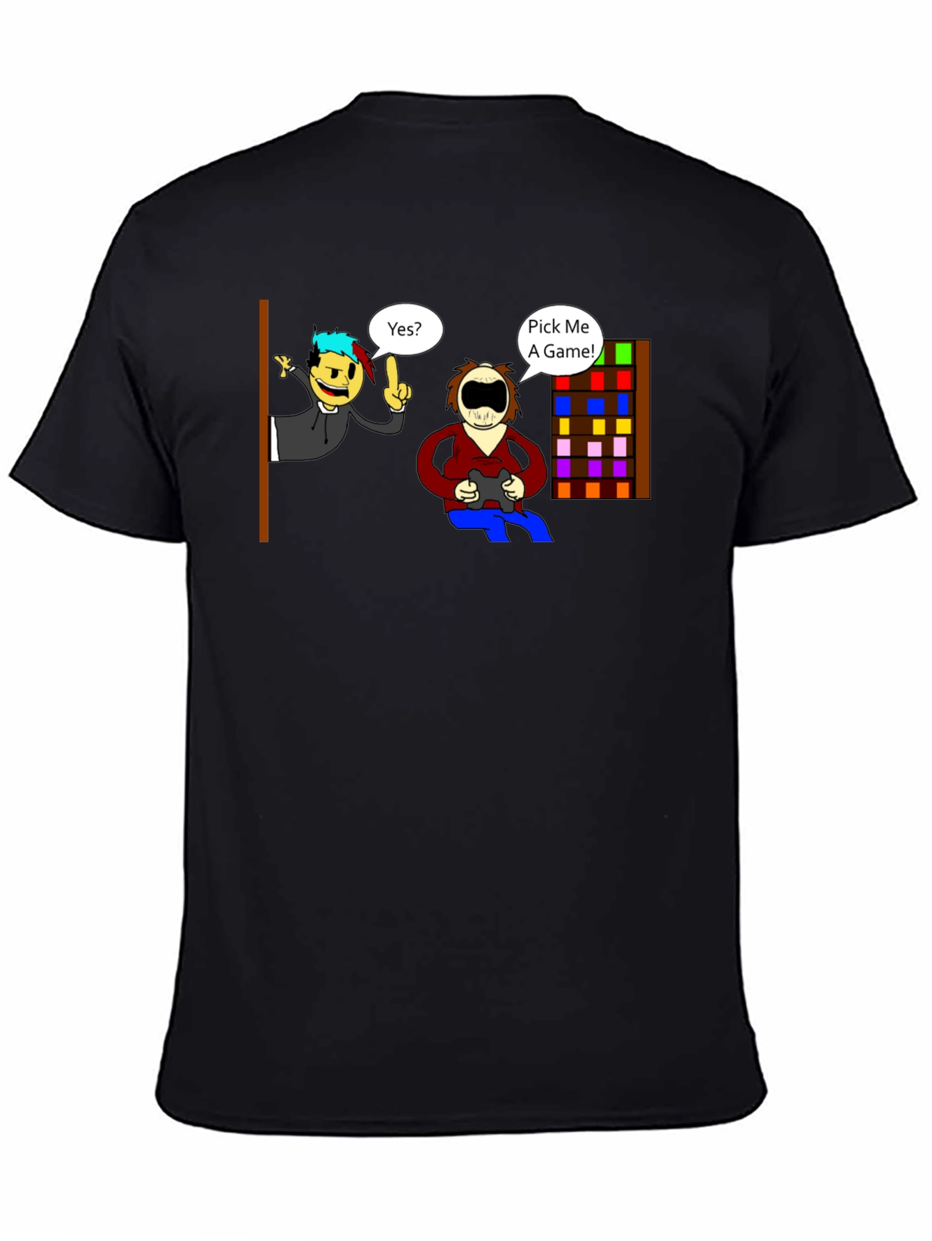 Black Gamer Choice Graphic Tee - Pick Me A Game! Black T-Shirt view 4