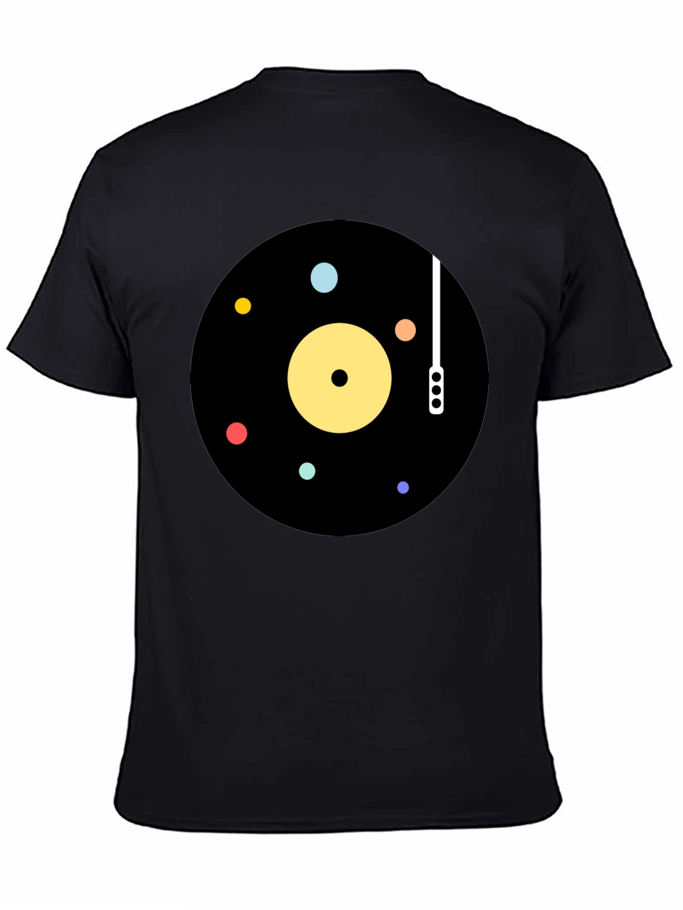 Black Retro Vinyl Record Graphic T-Shirt view 4