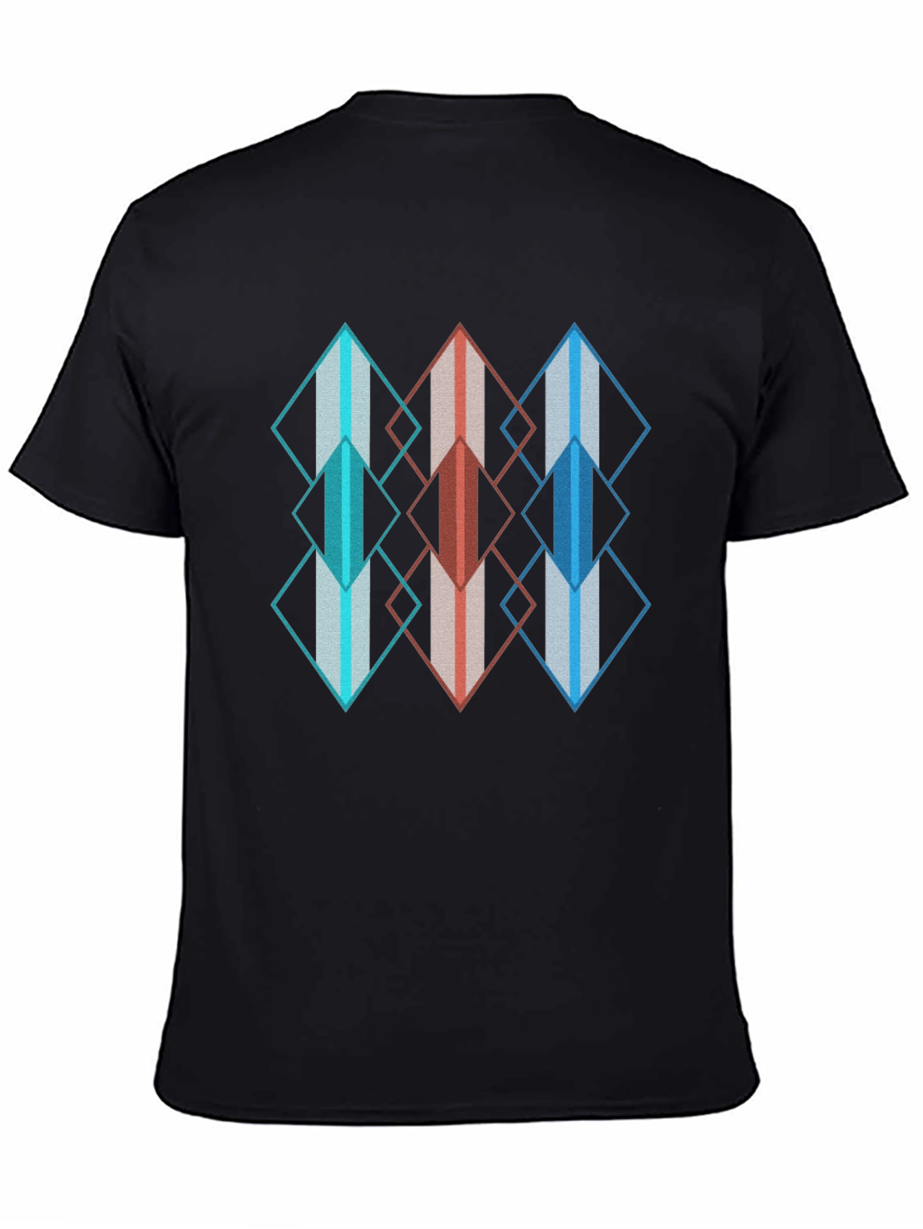Black Geometric Diamond Pattern T-Shirt view 4