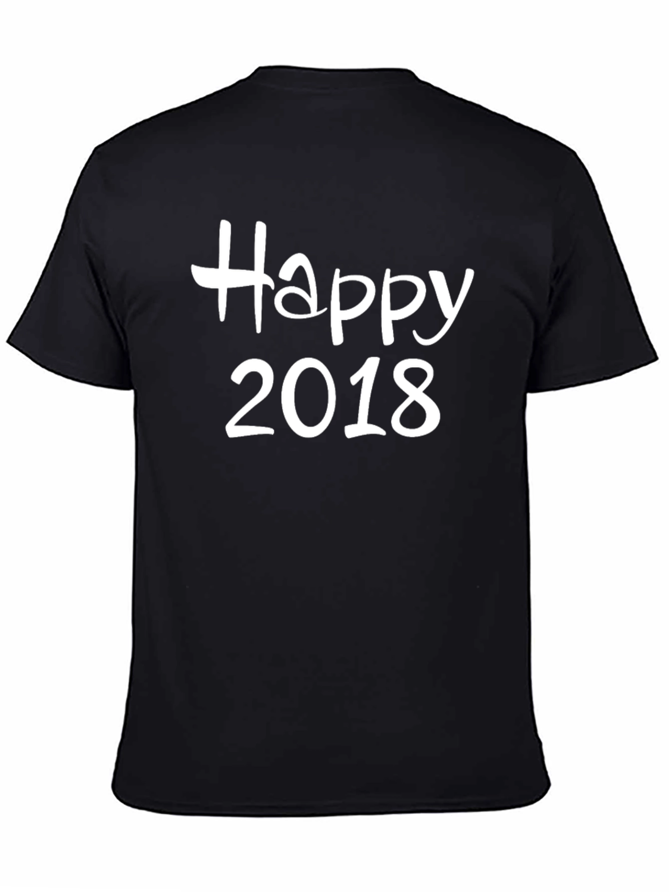 Black Happy 2018 Graphic Tee - Black Cotton Blend view 4