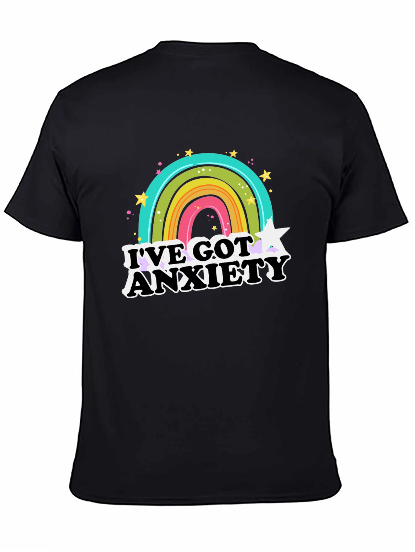 Black Anxiety Rainbow Graphic Tee view 4