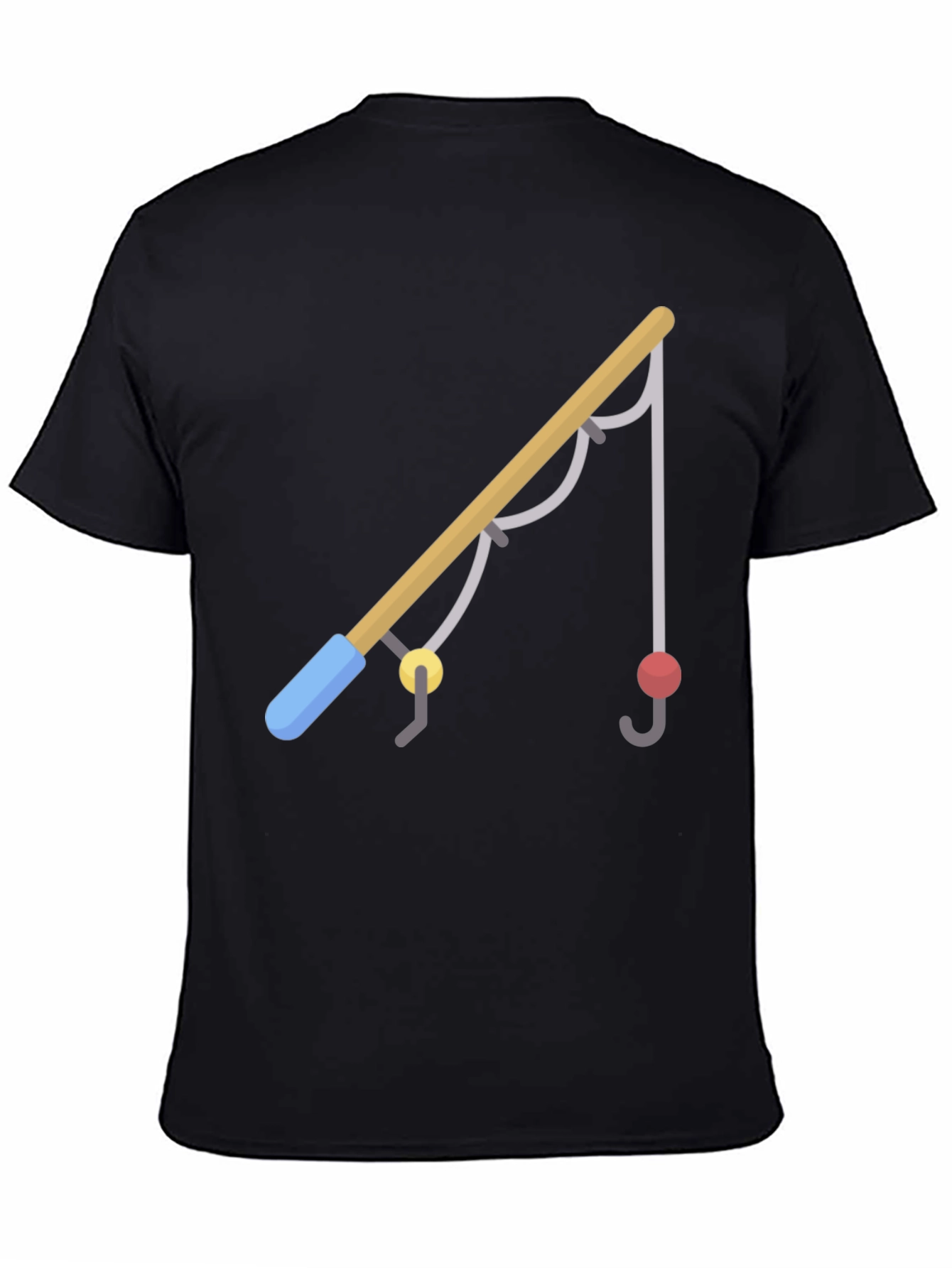 Black Fishing Rod Graphic Tee - Casual Black T-Shirt view 4